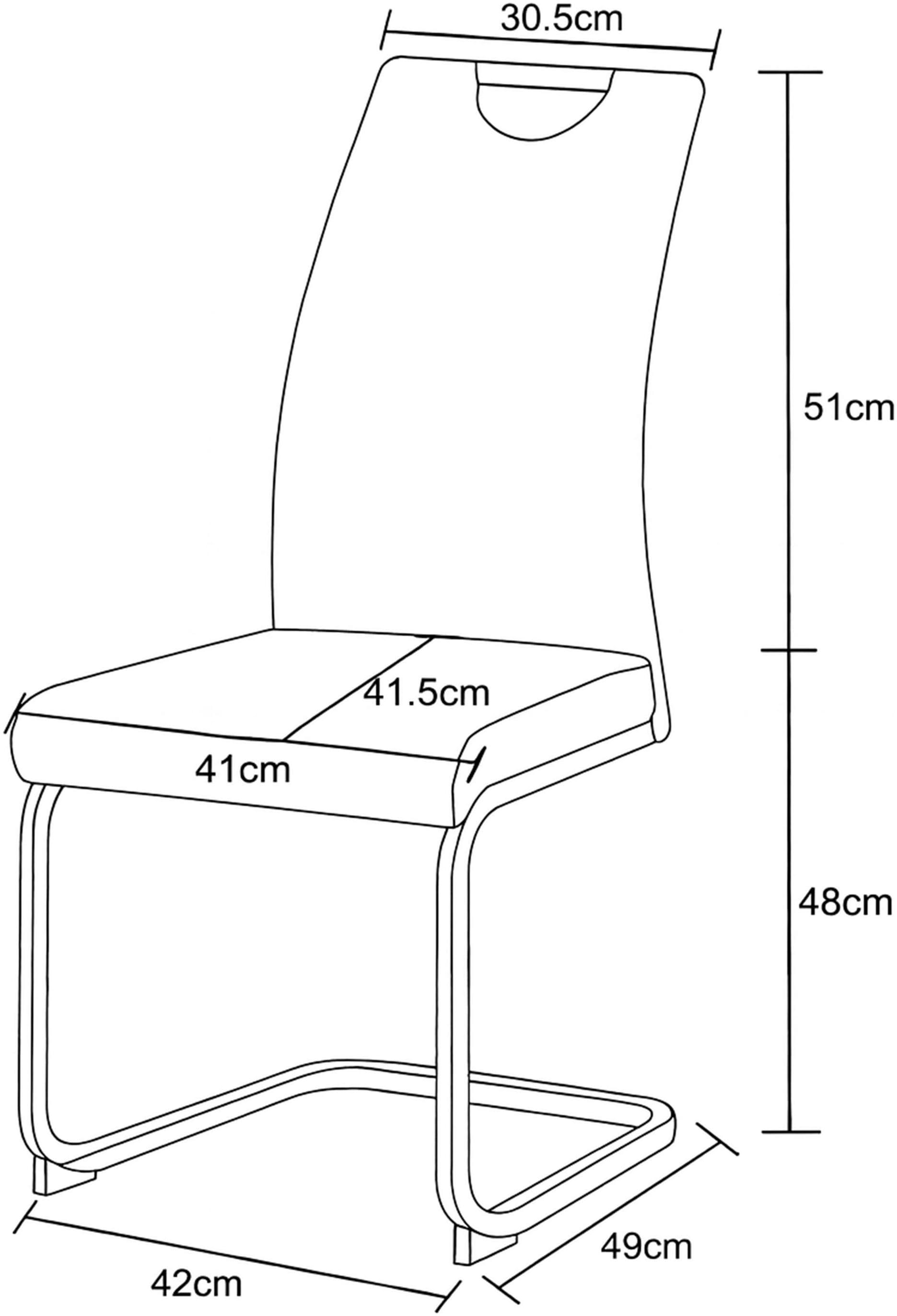 Home affaire Esszimmerstuhl »KANATA, 2er Set, mit Metallgestell in matt schwarz« (Set) 2 Stk.in verschiedenen Farben, Belsatbarkeit pro Stuhl 120 kg, mit Griffloch