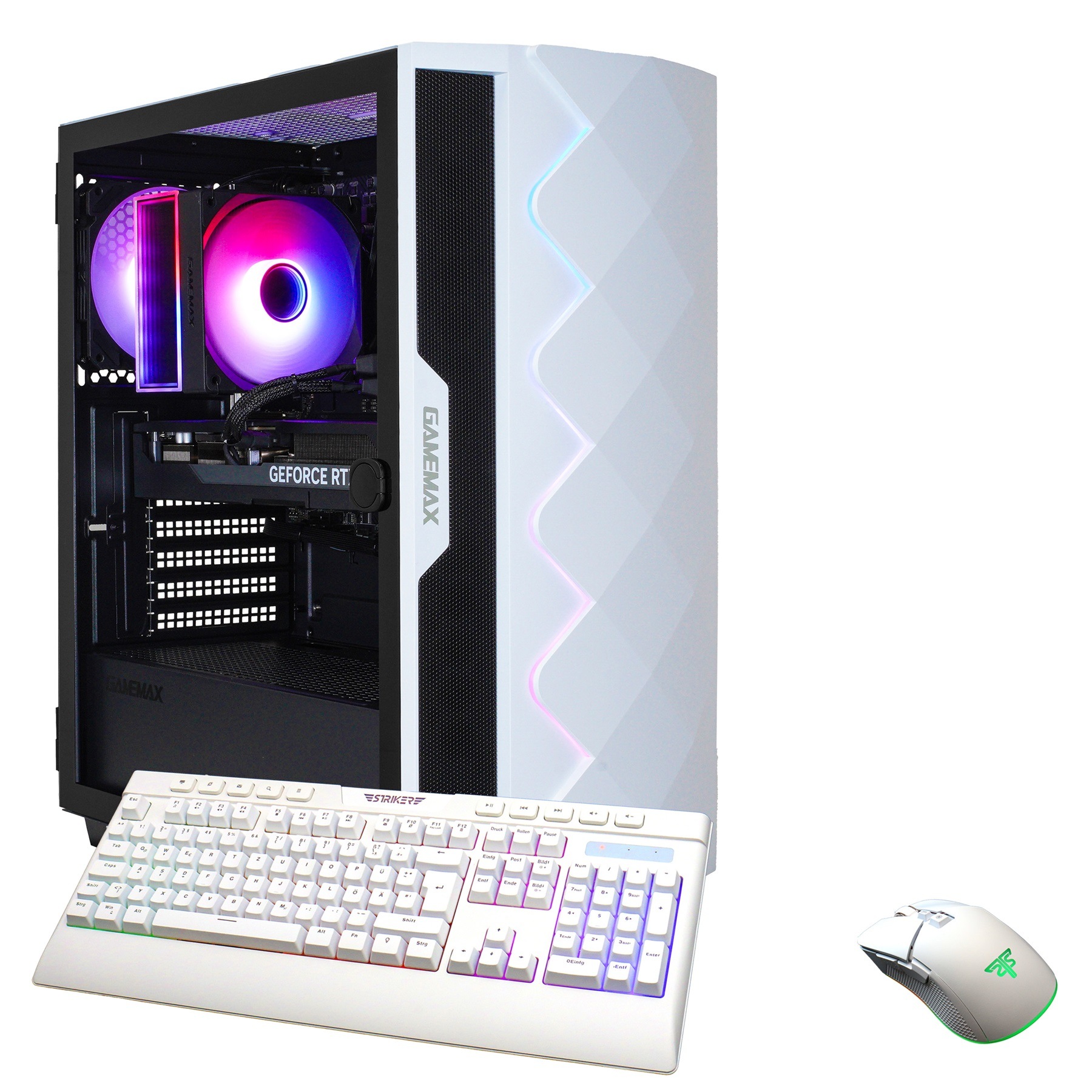 GAMEMAX Gaming-PC "Diamond WT 7842 AMD Ryzen 5 7500F 16GB DDR5 1TB SSD RTX 5060", weiß, Microsoft Windows 11 Home (64 Bit), 16 GB RAM 1.000 GB SSD, De