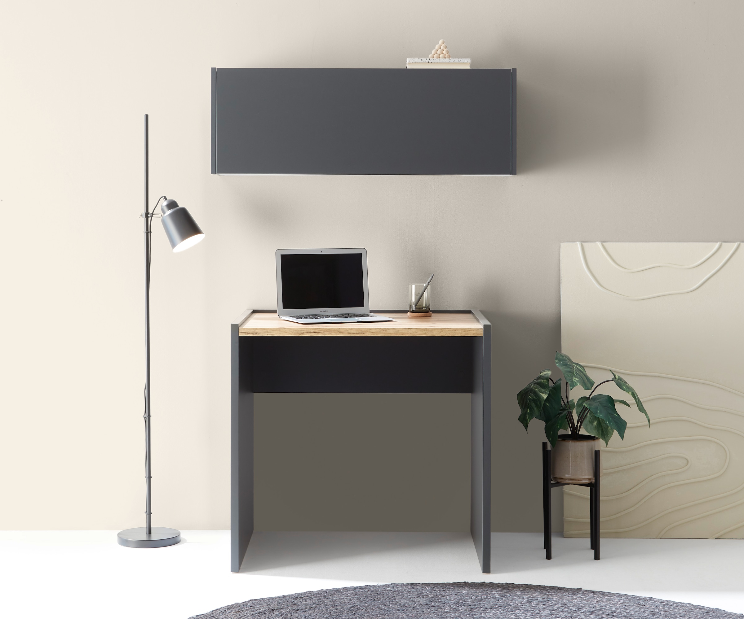 Home affaire "CITY/GiRON, modernes Design, Homeoff., Büro in zwei Farben/Wotan Eiche" Set, 2 Stk. tlg. enthält Hängeschrank, Schreibtisch, wohnliches Home Office