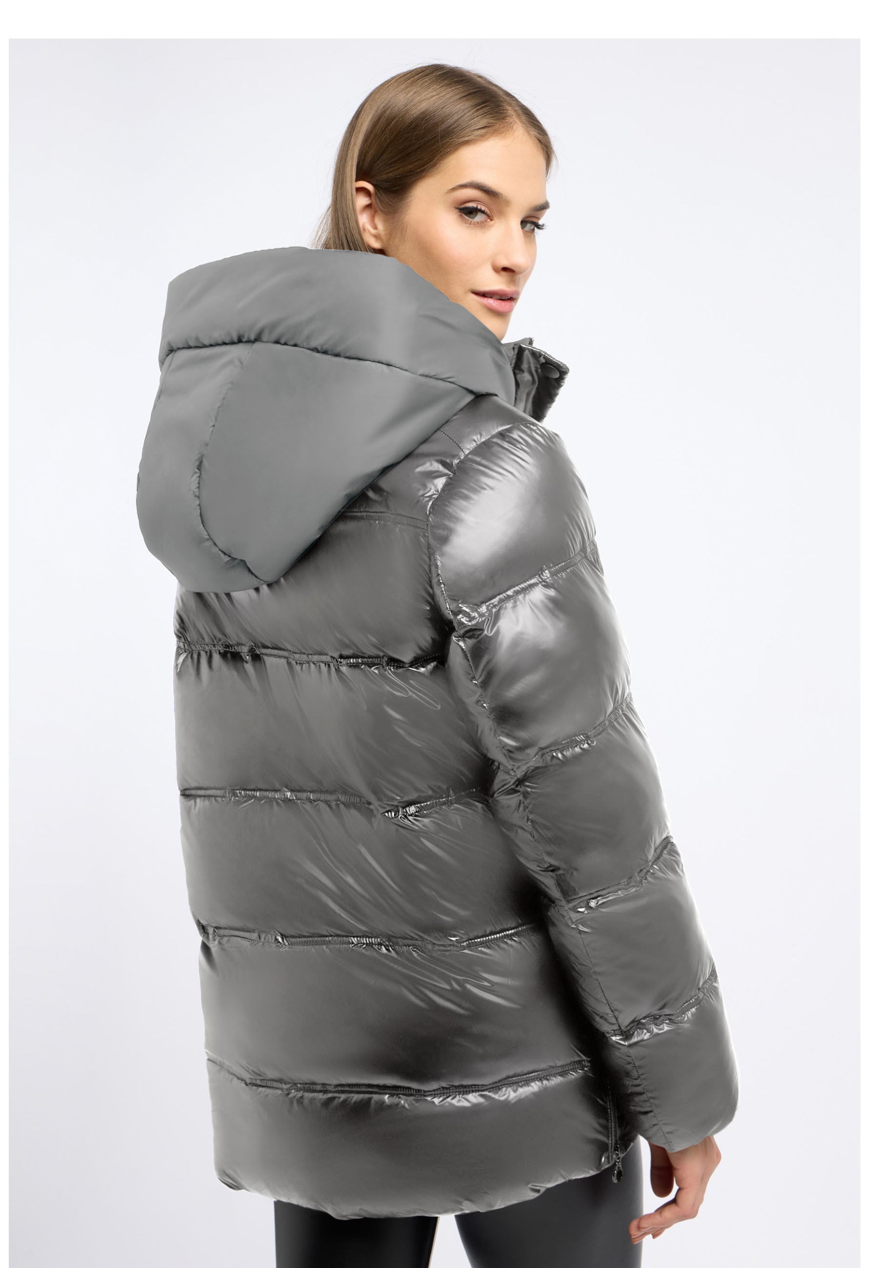 Frieda & Freddies Winterjacke »Frieda & Freddies Pufferjacke im Materialmix mit Kapuze«