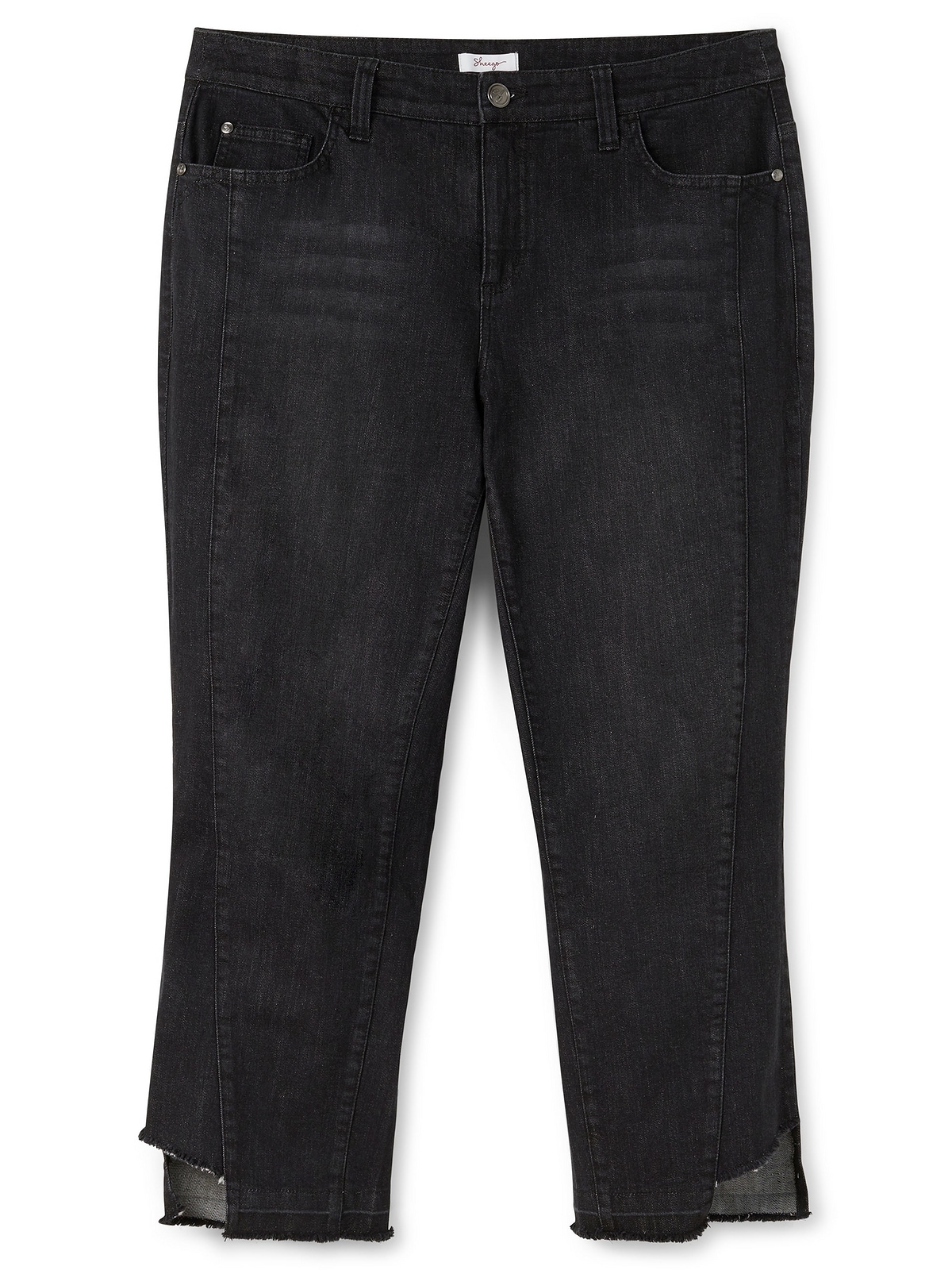 am | Cut-out BAUR Sheego und Stretch-Jeans Fransen »Große kaufen Saum mit Größen«,
