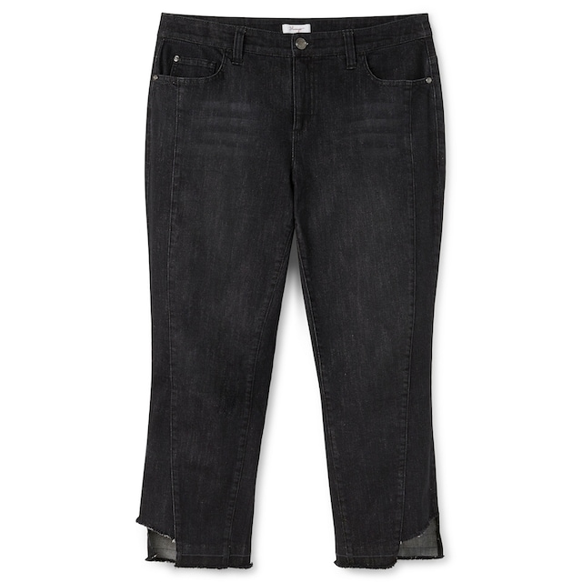 Sheego Stretch-Jeans »Große Größen«, mit Cut-out und Fransen am Saum kaufen  | BAUR