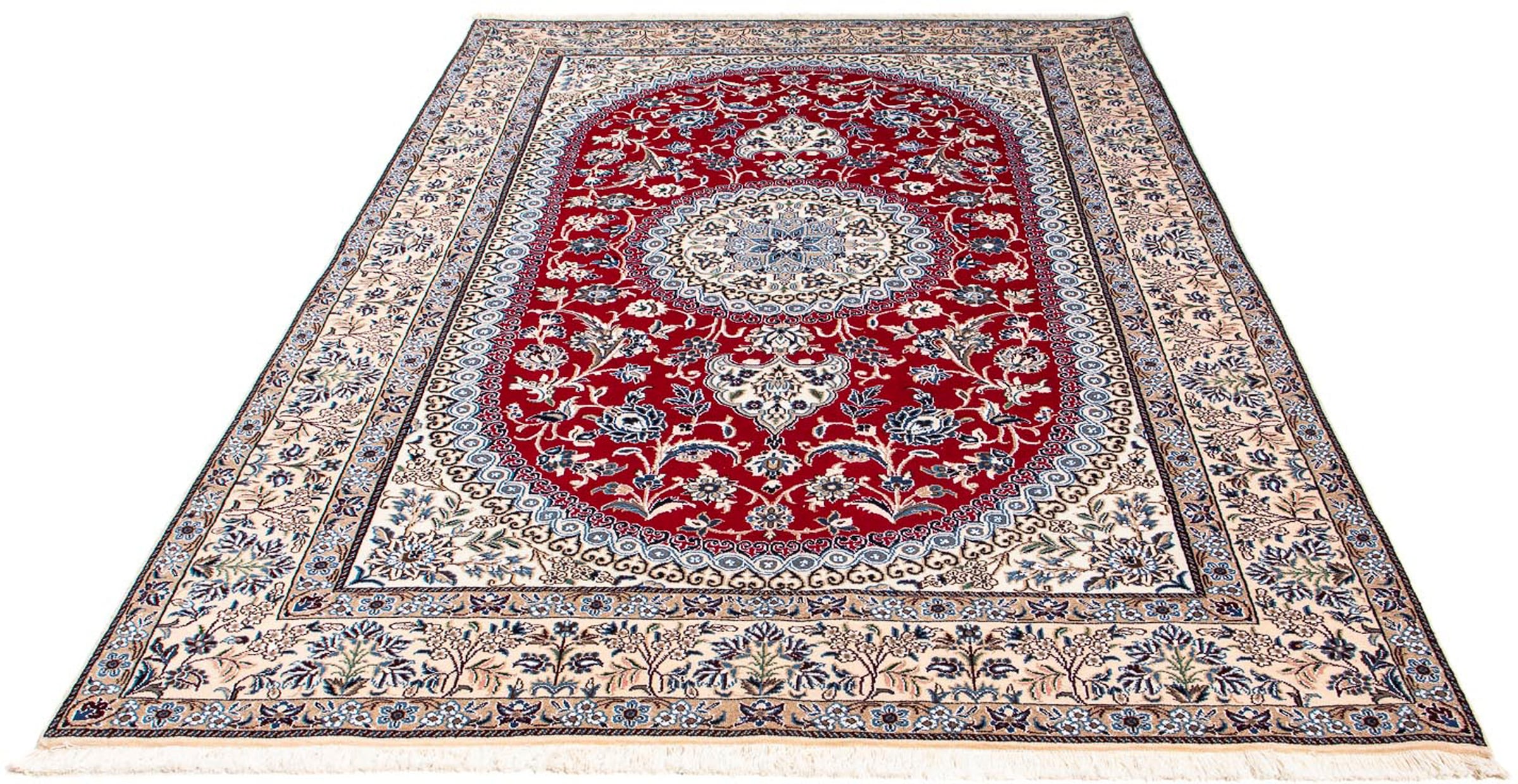 morgenland Orientteppich "Perser - Nain - Royal - 240 x 165 cm - dunkelrot", rechteckig, 10 mm Höhe, Wohnzimmer, Handgek