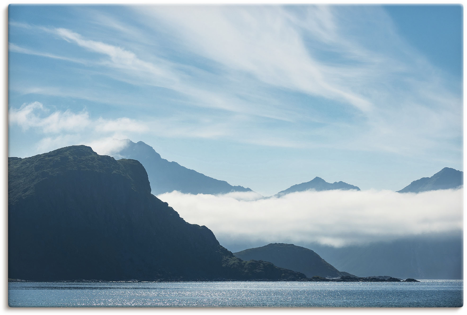 Artland Leinwandbild "Haukland Beach Lofoten" Berge 1 Stk. tlg. auf Holzrahmen gespannt