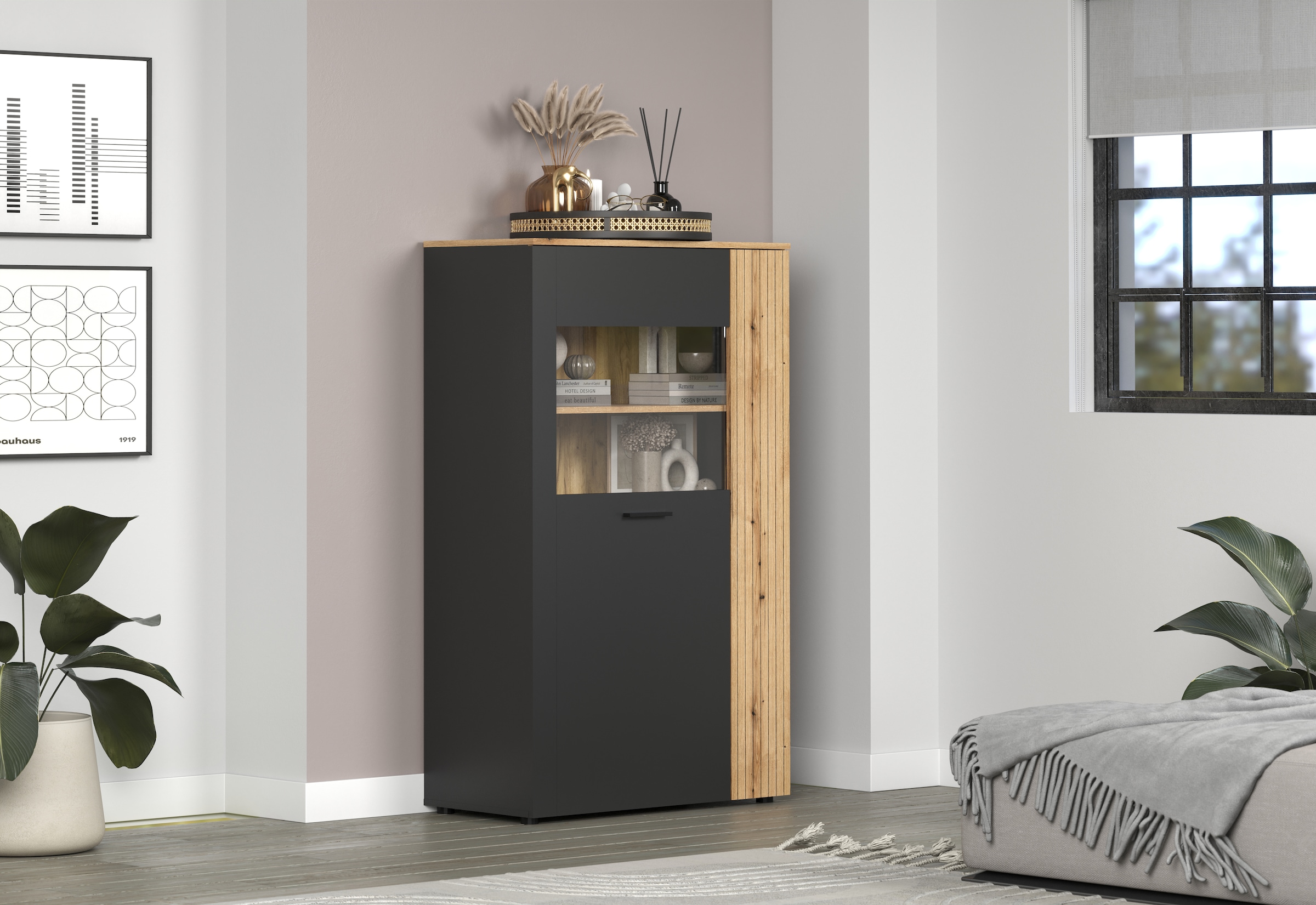 INOSIGN Highboard "Estepona" 1 Stk. tlg. Highboard mit 2 Türen - (B/T/H) 90 günstig online kaufen