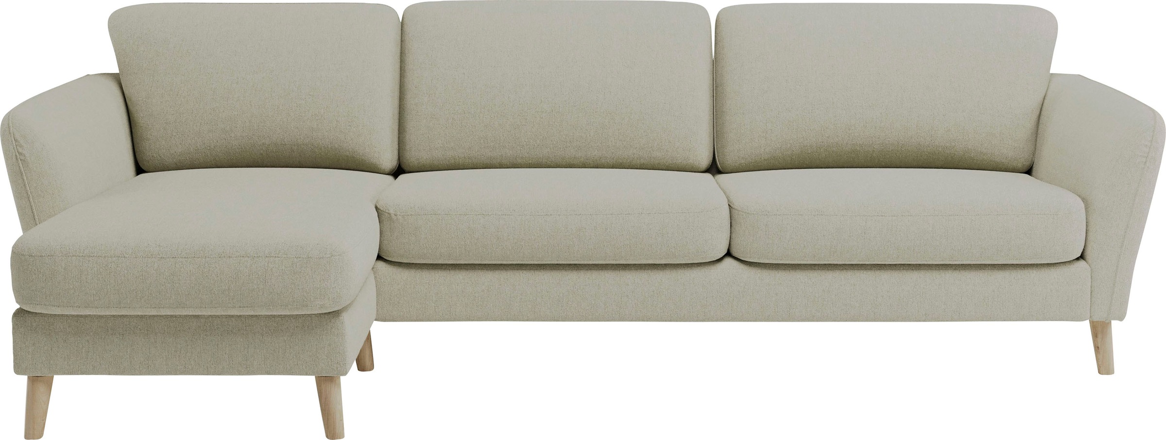 Home affaire Ecksofa »MARSEILLE (279/152cm),L-Form, Rec. rechts/links, verschiedene Bezüge«, Massivholzbeine Eiche, Landhausstil, Wellenunterfederung