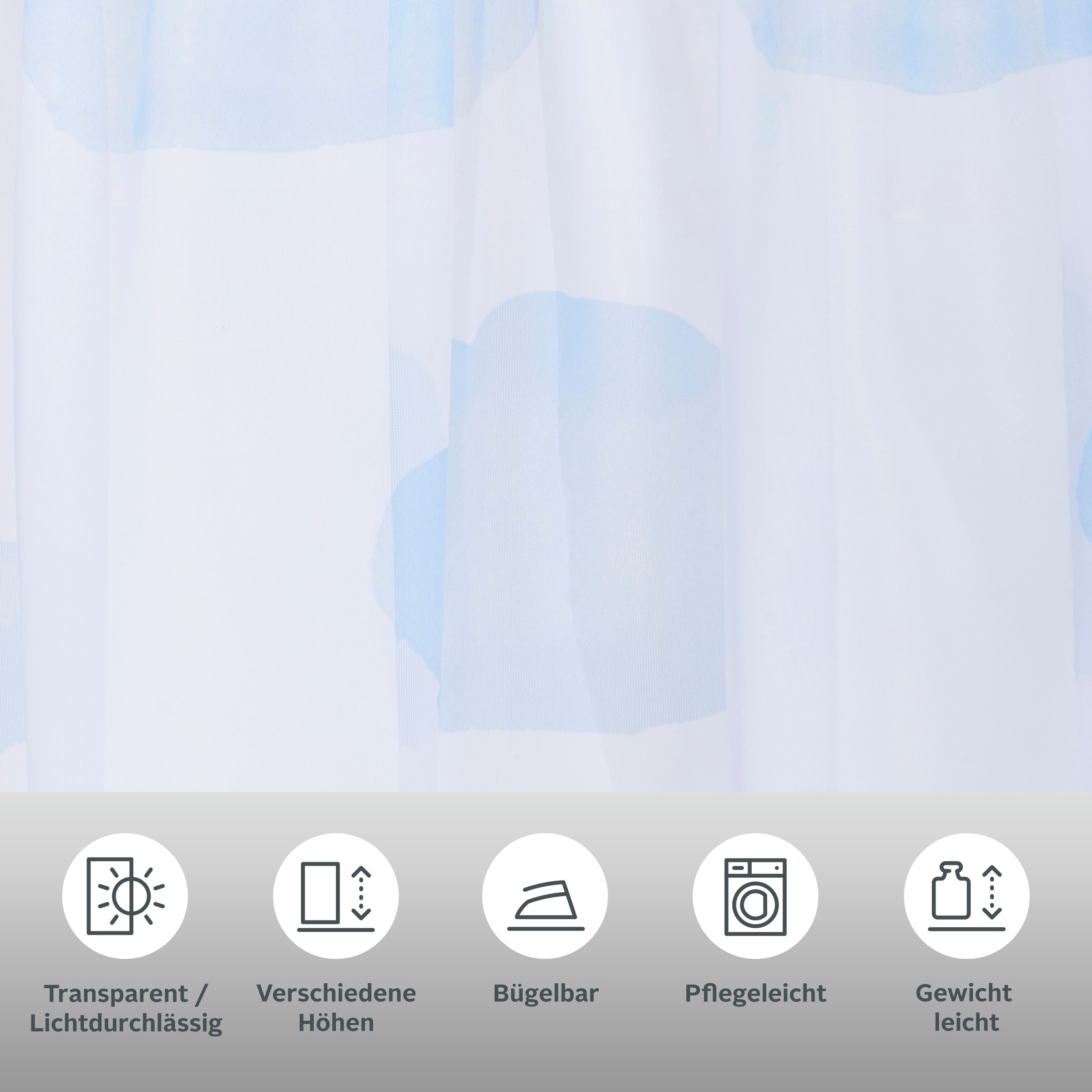 Lüttenhütt Gardine "Wolke" Kräuselband 1 Stk. tlg. Kindergardine, einseitig günstig online kaufen