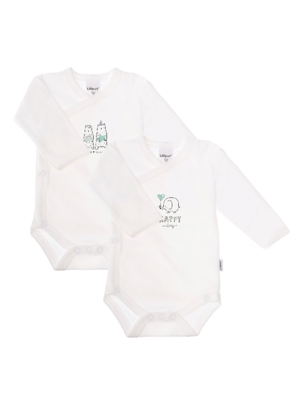 Liliput Body "Happy Elefant und Bären" 2 Stk. mit praktischer Druckknopfleiste