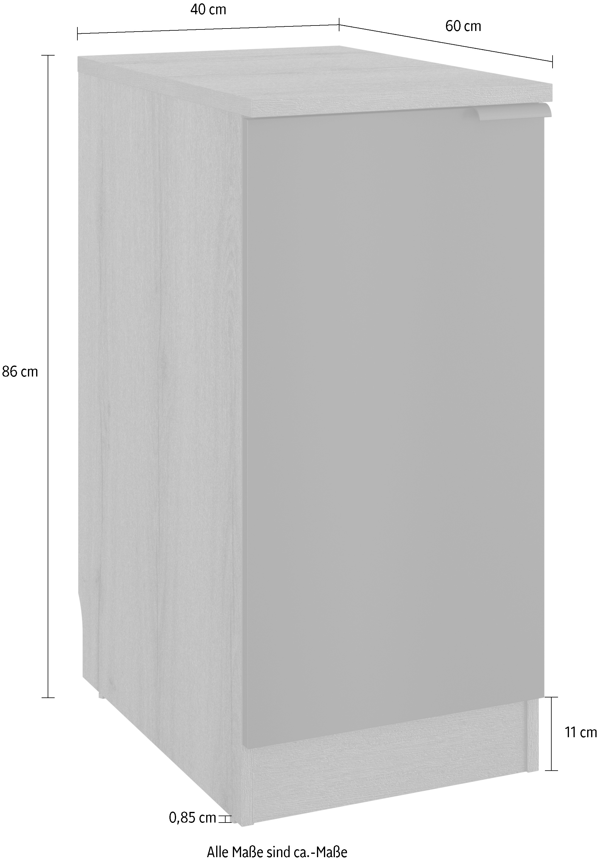 Gami Unterschrank »Eden Küche Unterschrank B.40 1 Tür«, (1 St.), Unterschrank 1-türig Breite 40 cm