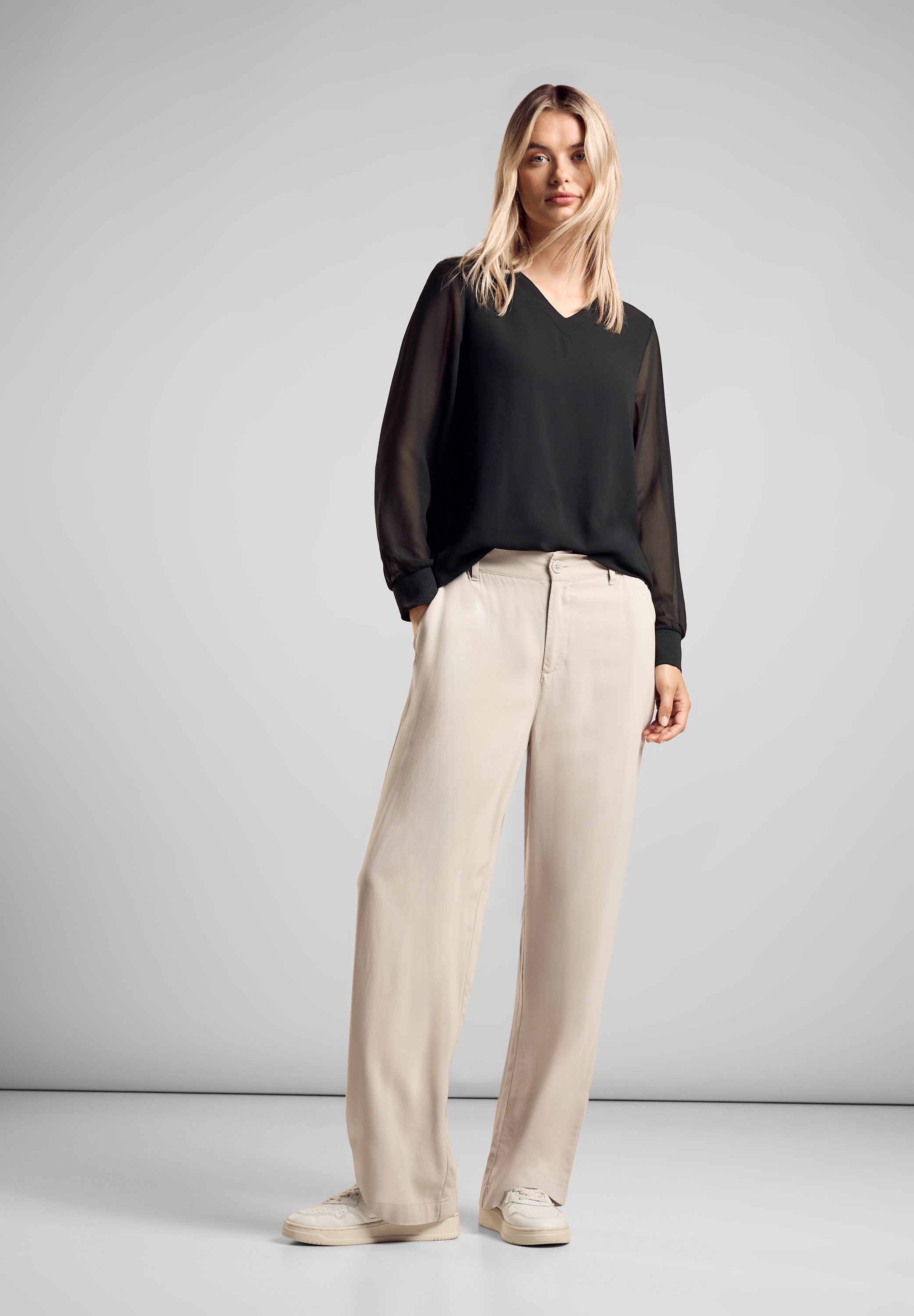 STREET ONE Langarmshirt, mit V-Ausschnitt