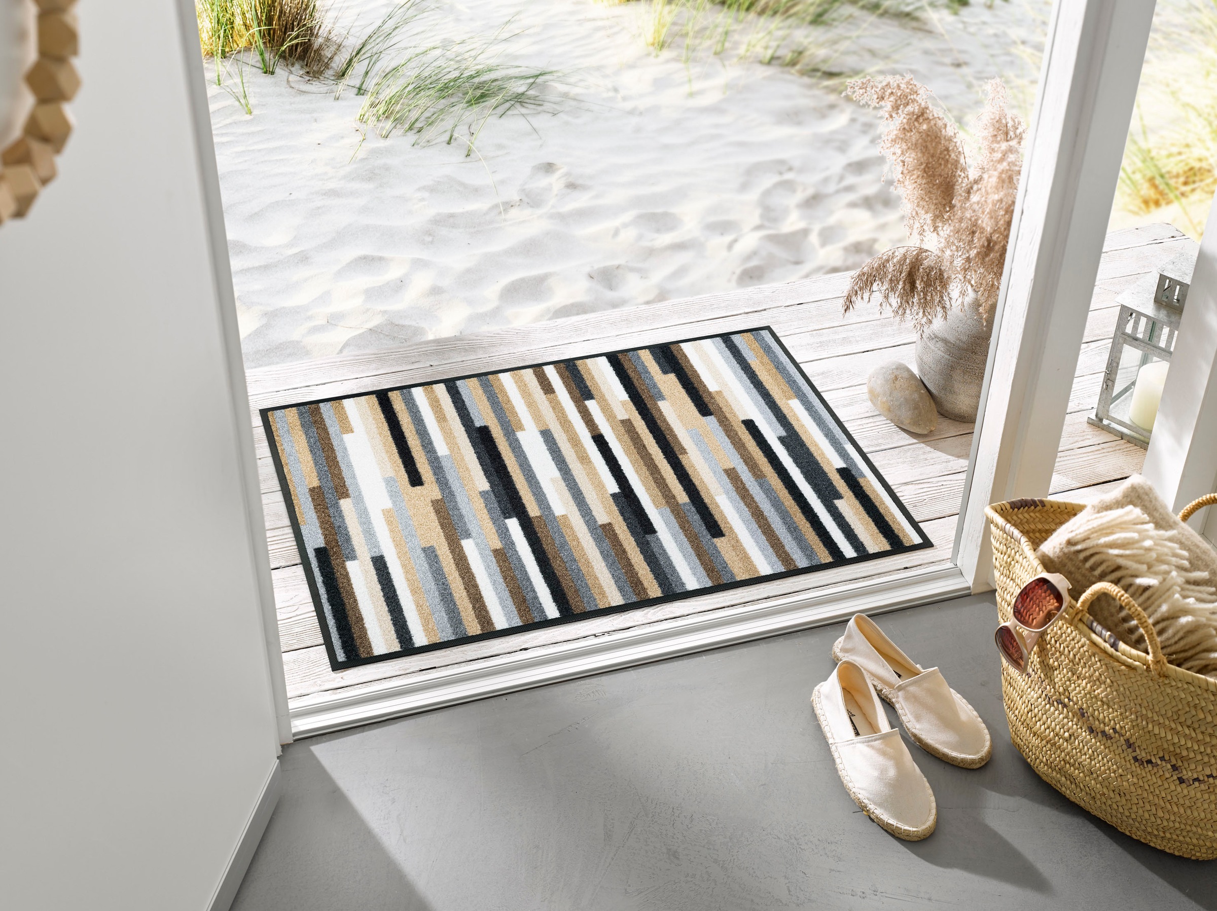 wash+dry by Kleen-Tex Teppich "Mikado Stripes" rechteckig 7 mm Höhe moderne günstig online kaufen