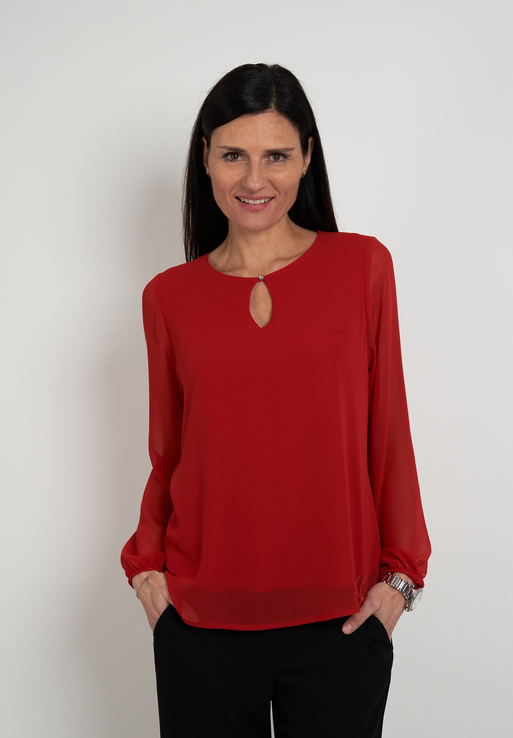 Seidel Moden Langarmbluse mit blickdichtem Jerseyfutter - MADE IN GERMANY günstig online kaufen