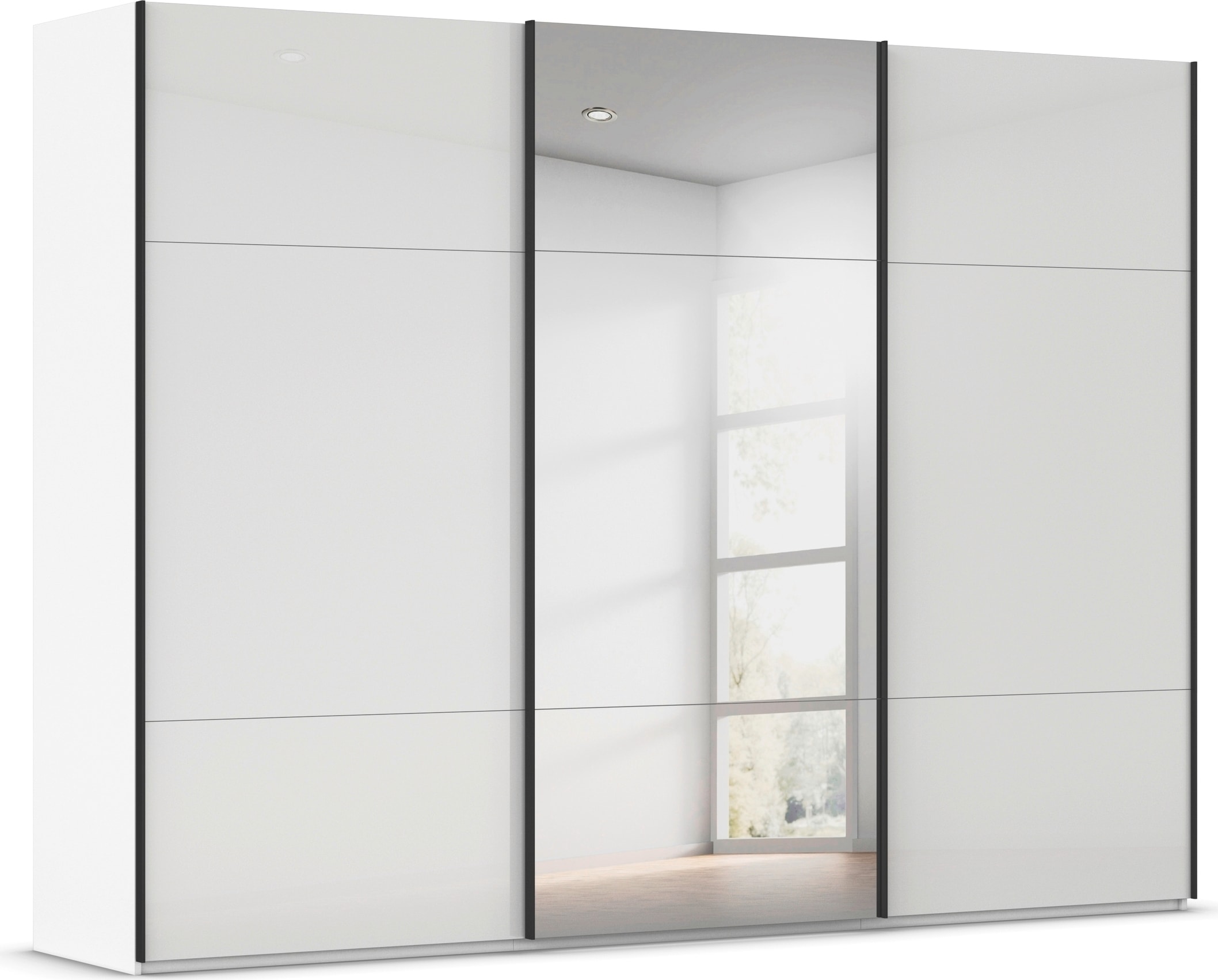 rauch Schwebetürenschrank "Kleiderschrank Schrank Garderobe Schlafzimmerschrank CONTIDO" 3 verschiedene Ausstattungen BASIC/CLASSIC/PREMIUM (inkl. SOFT-CLOSE), aus hochwertigem Material in 6 Breiten 2 Griff-Farben MADE IN GERMANY