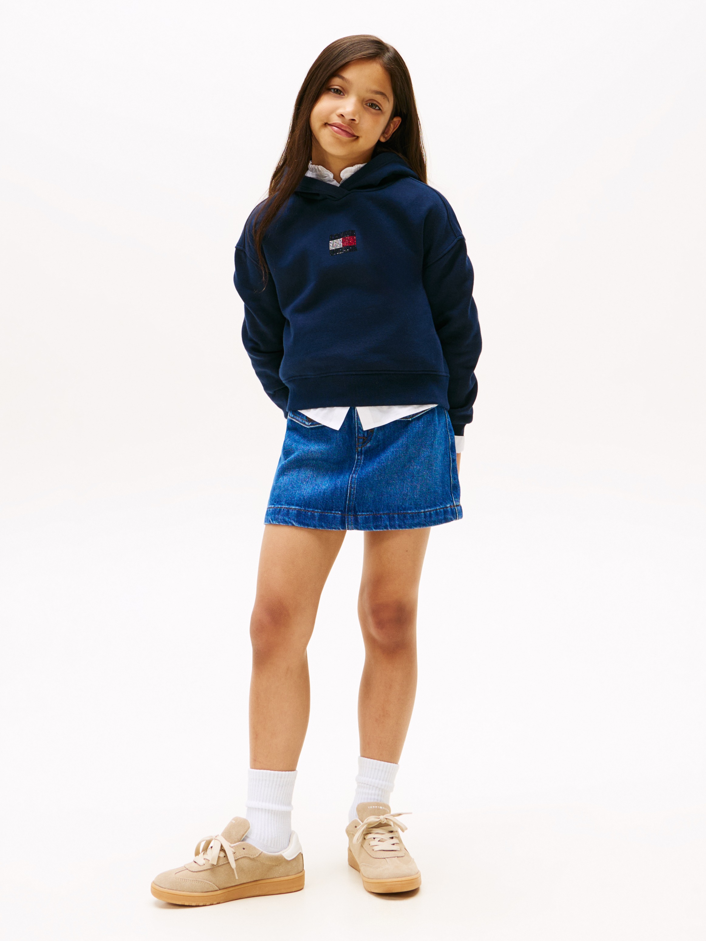 Thumbnail - Tommy Hilfiger Kapuzensweatshirt "RHINE STONE FLAG HOODIE", Kinder bis 16 Jahre