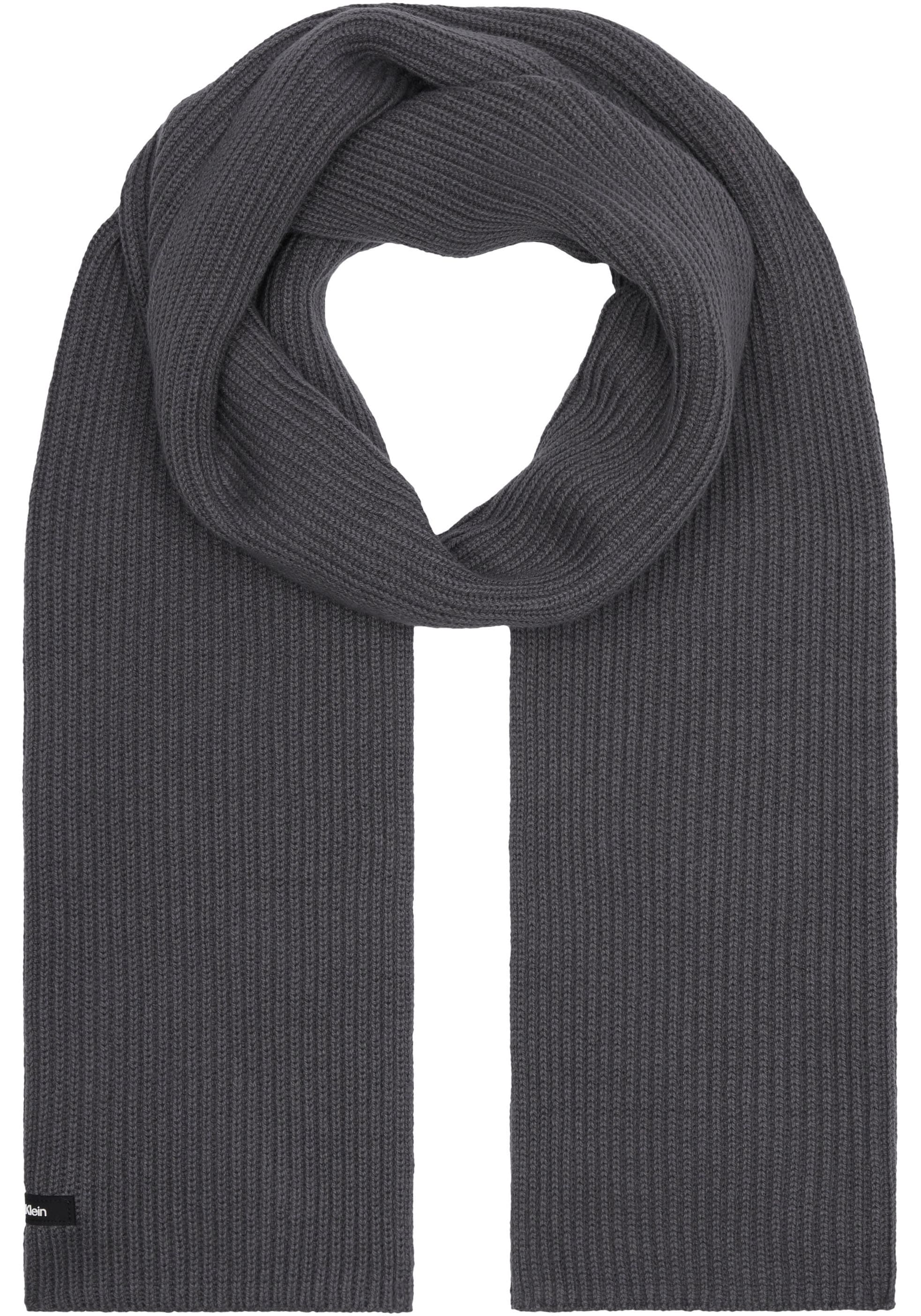 Calvin Klein Schal "CLASSIC COTTON RIB SCARF", mit Logopatch