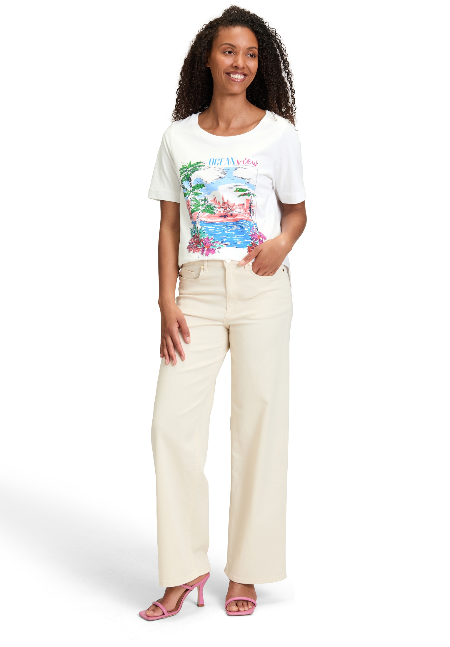 Betty Barclay Kurzarmshirt »Betty Barclay Basic Shirt mit Aufdruck«, (1 tlg.), Glitzersteine