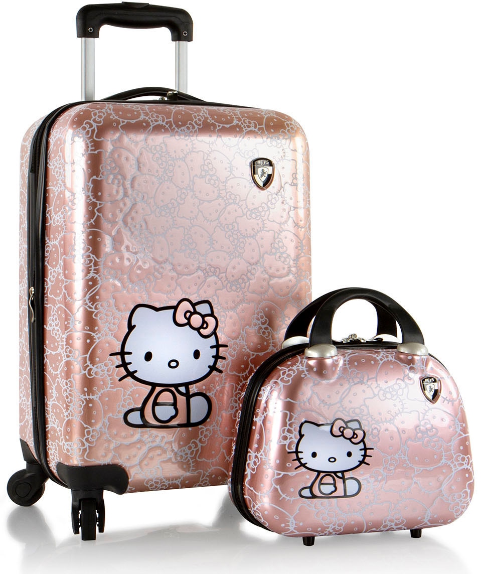 Heys Kinderkoffer "Kinderreiseset Hello Kitty roségold" Set, Kinderkoffer und Kosmetikkoffer, 31,8 l 4 Rollen Heys Kindertrolley Handgepäck-Koffer