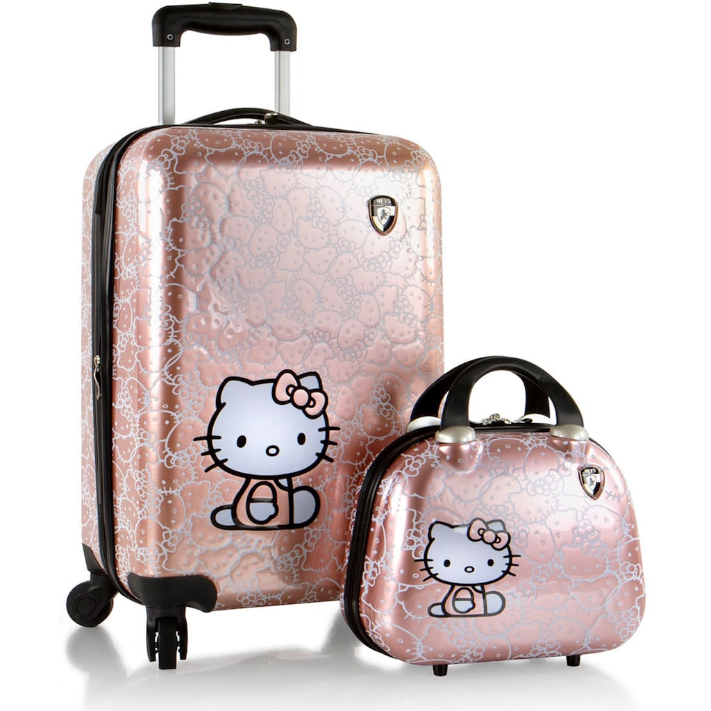 Heys Kinderkoffer »Kinderreiseset Hello Kitty roségold«, (Set, Kinderkoffer und Kosmetikkoffer), 4 Rollen