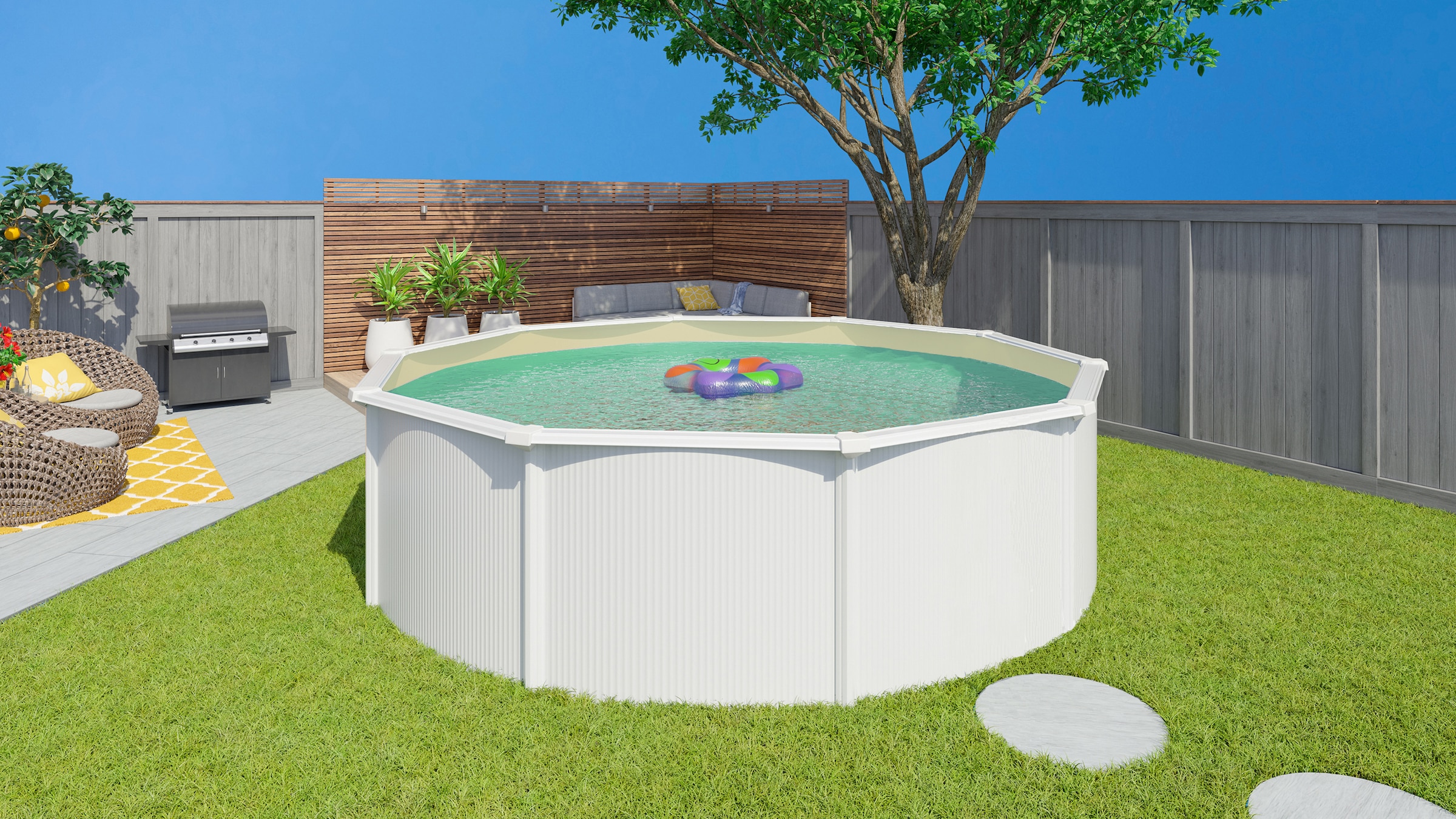 KWAD Rundpool »Green line Evolution«, (Komplett-Set, 10 tlg.), 3,6x1,32 weiß Folie in blau, sand oder grau erhältlich