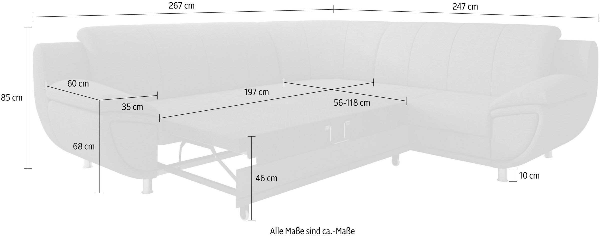 TRENDMANUFAKTUR Ecksofa »Rondo II, L-Form«, wahlweise mit Federkern, wahlweise mit Bettfunktion
