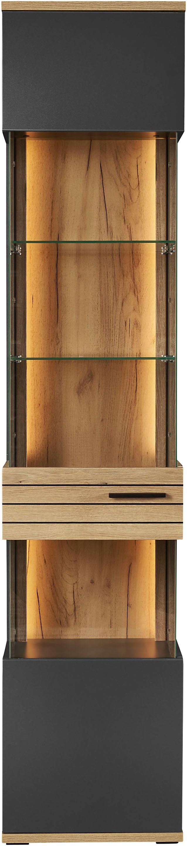 set one by Musterring Vitrine »Quincy« 1 Stk. tlg. Spiegelbildlich montierbar, in 2 Farben erhältlich, 204,7 cm hoch