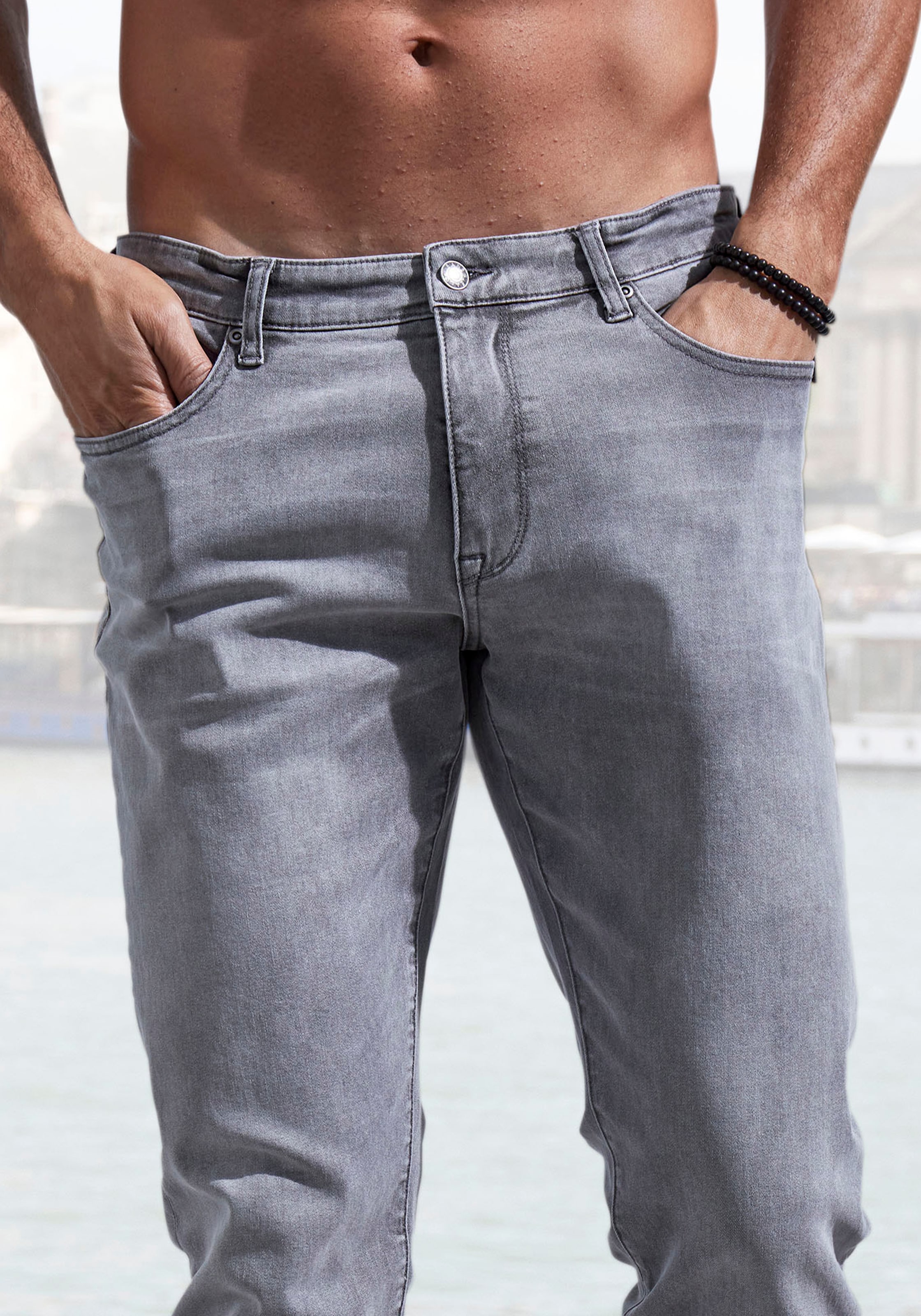 John Devin 5-Pocket-Jeans »Straight-fit Jeans«, aus elastischer Denim-Qualität
