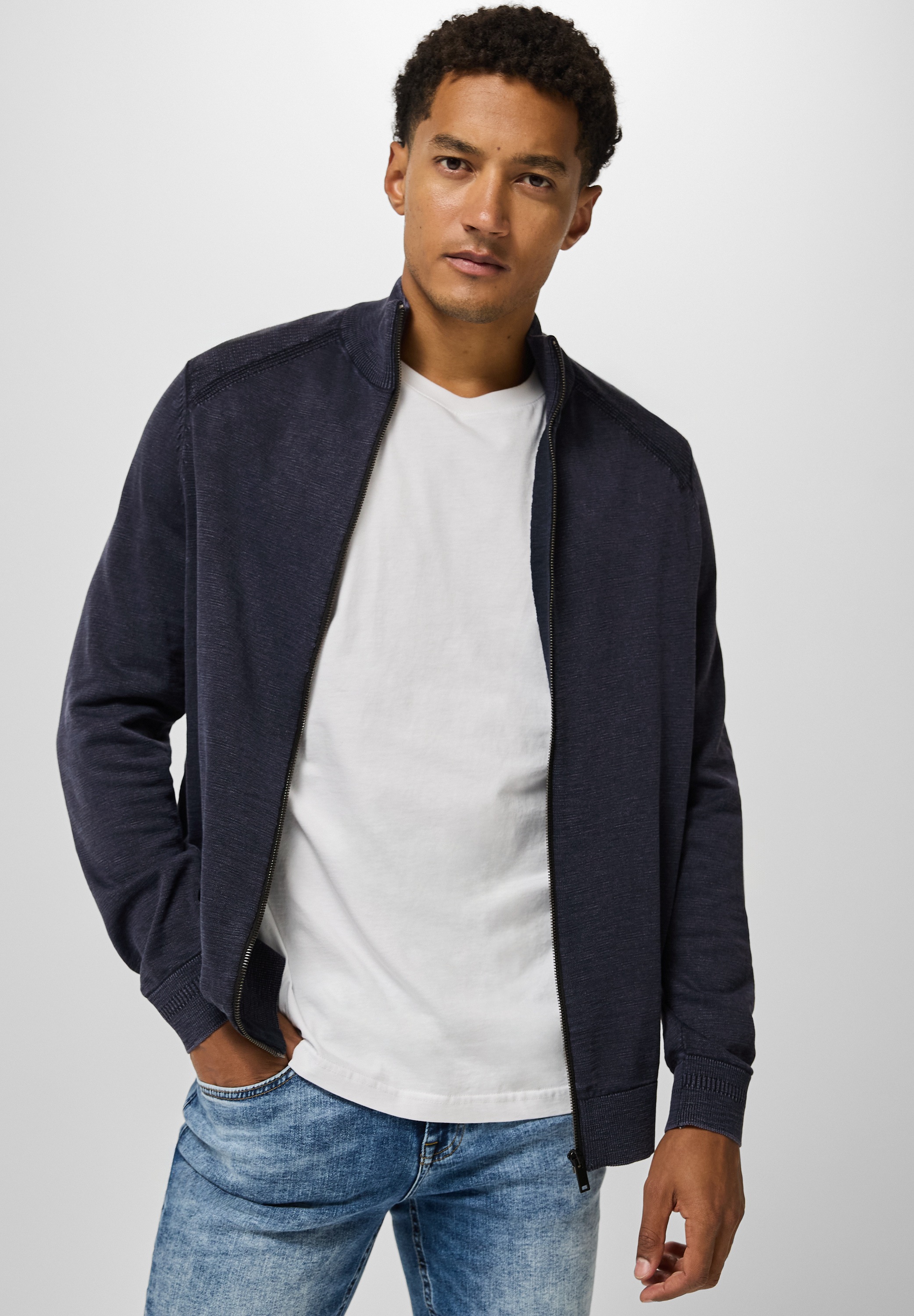 STREET ONE MEN Strickjacke, aus reiner Baumwolle