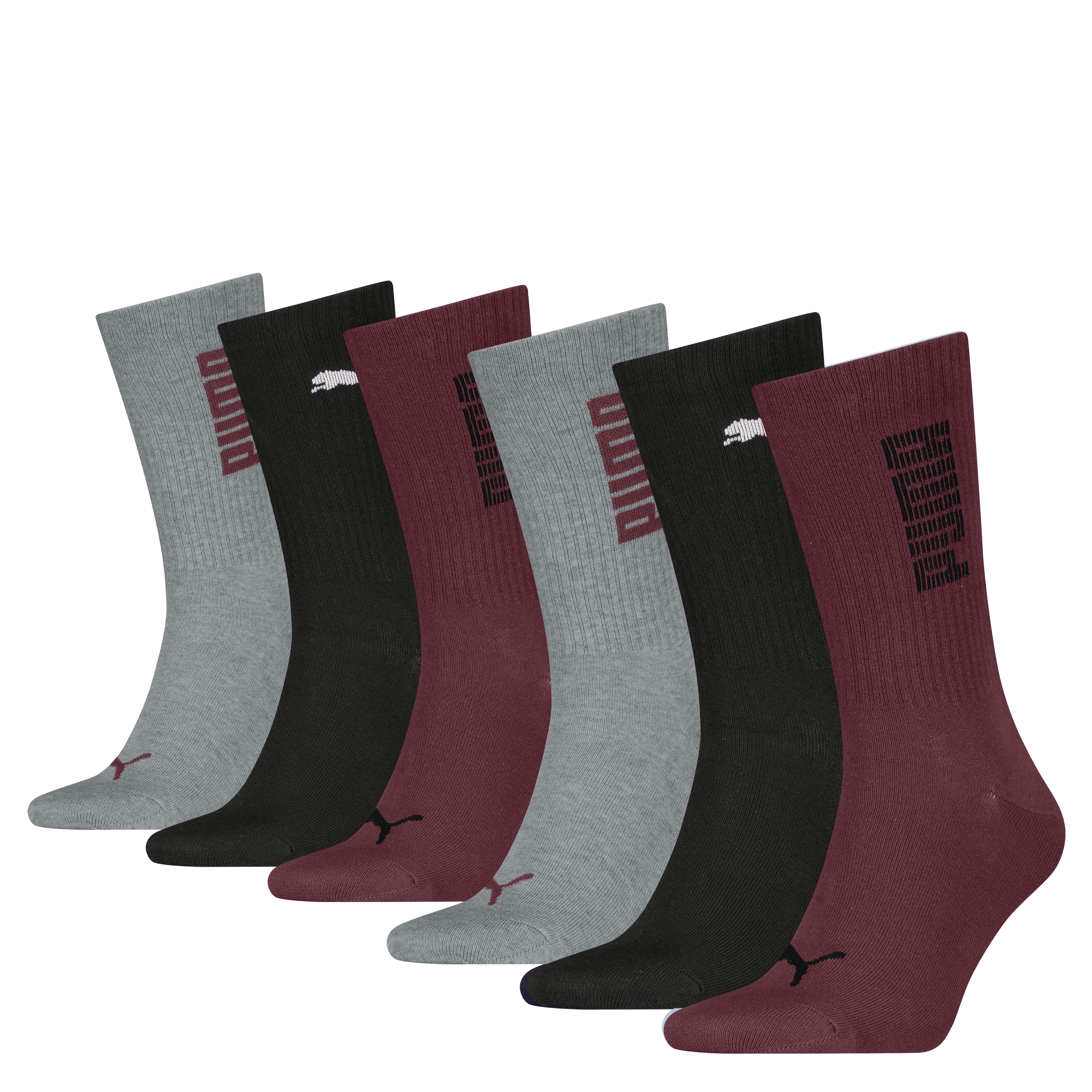 PUMA Socken "UNISEX RIB LOGO CREW SOCK" 6 Paar, mit Logo- und Logoschriftzug