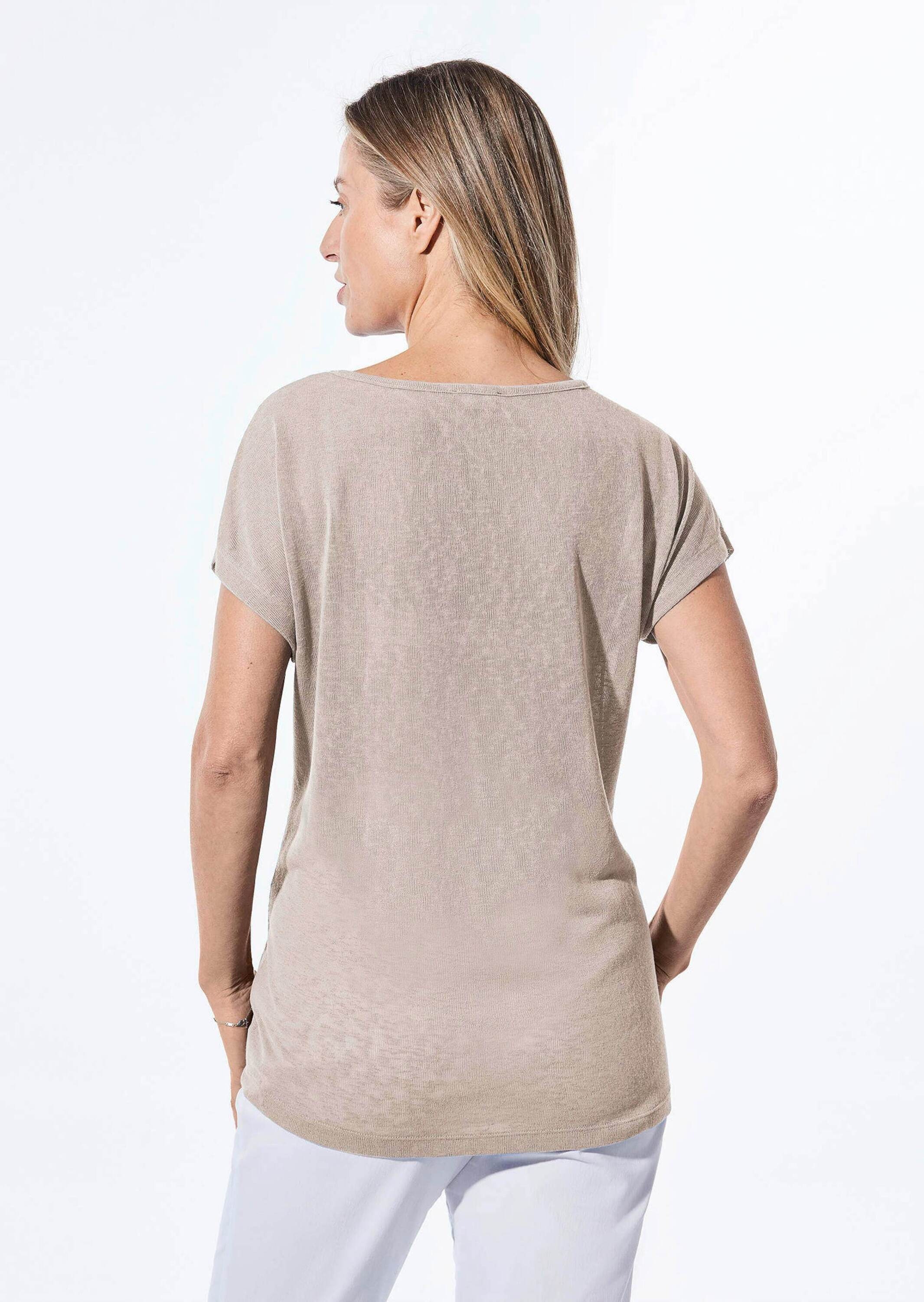 GOLDNER Kurzarmshirt »Shirt Shirt in Leinenoptik«