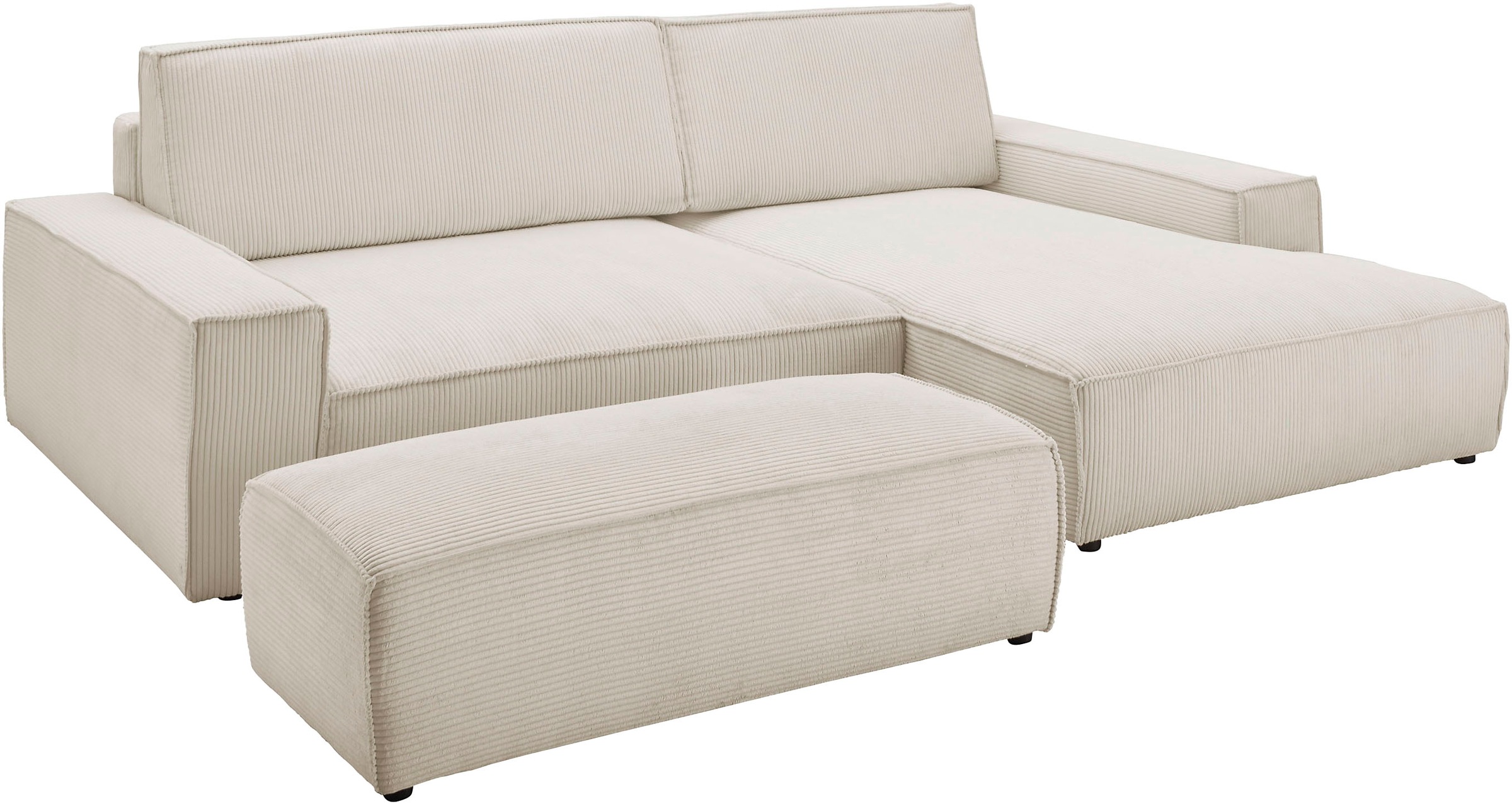 Home affaire Polsterecke »NEU: SHERWOOD XXL tief, L-Form mit Schlaffunktion, Big-Sofa mit Hocker«, (Set, 2 St.), stellbar zum Schlafsofa (Krokodilverbinder), Cord, Leinenoptik