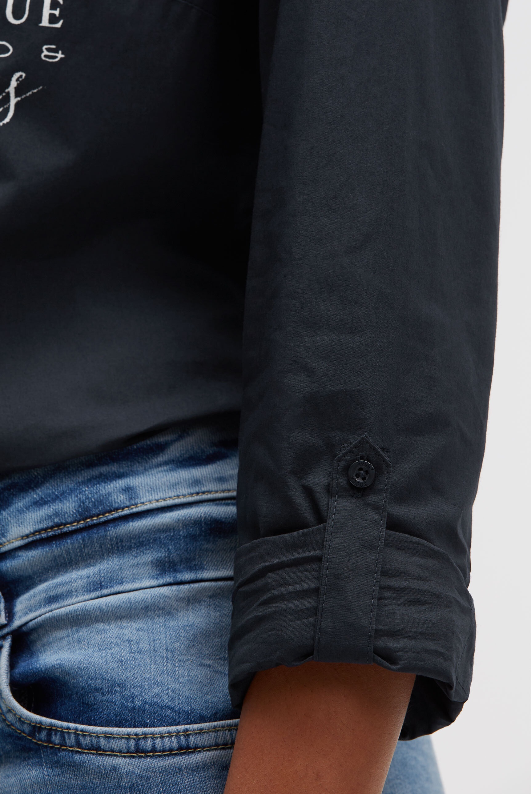 SOCCX Langarmbluse mit Kellerfalte im Rücken