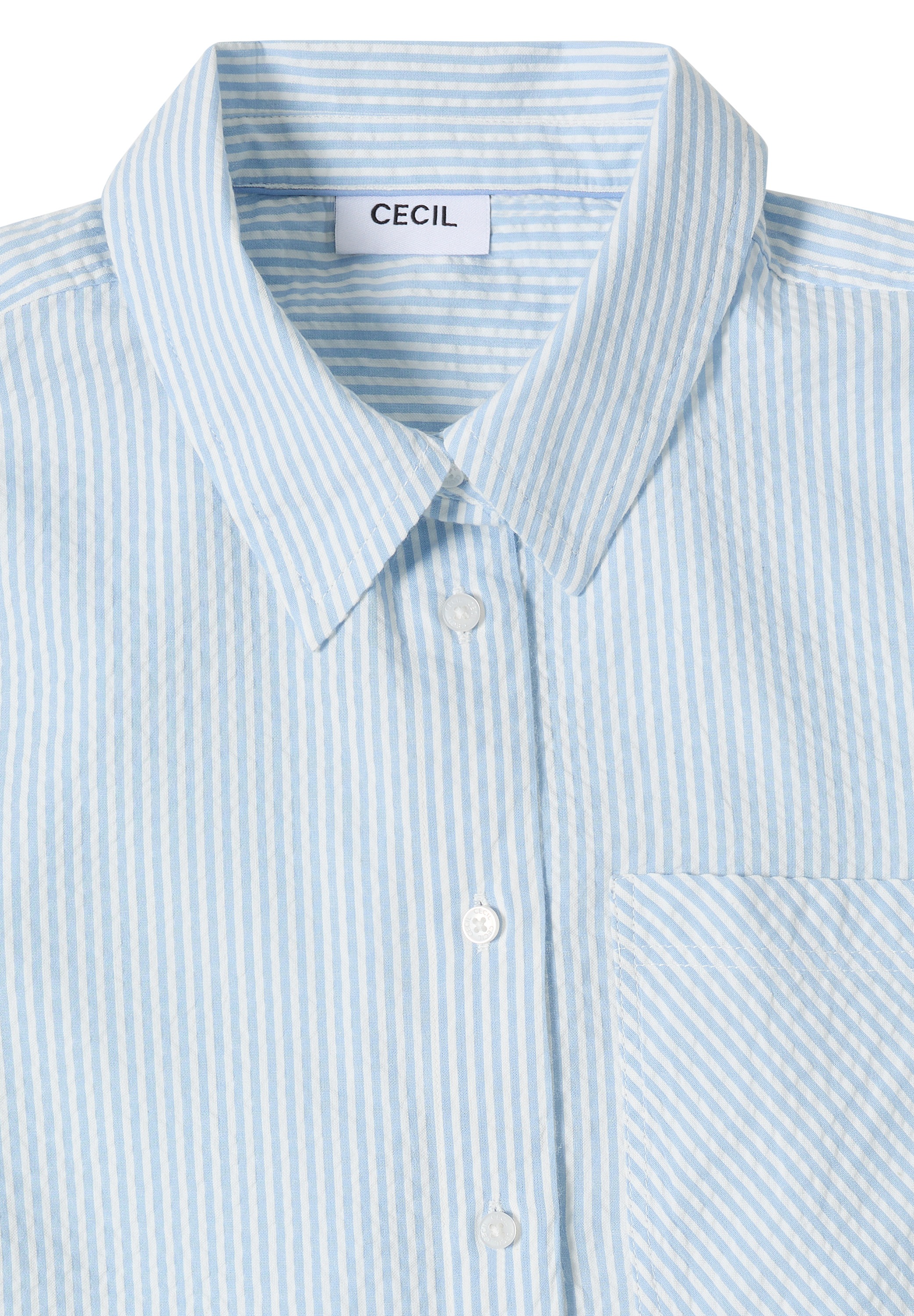 Cecil Langarmbluse mit gestreiftem Seersucker-Look