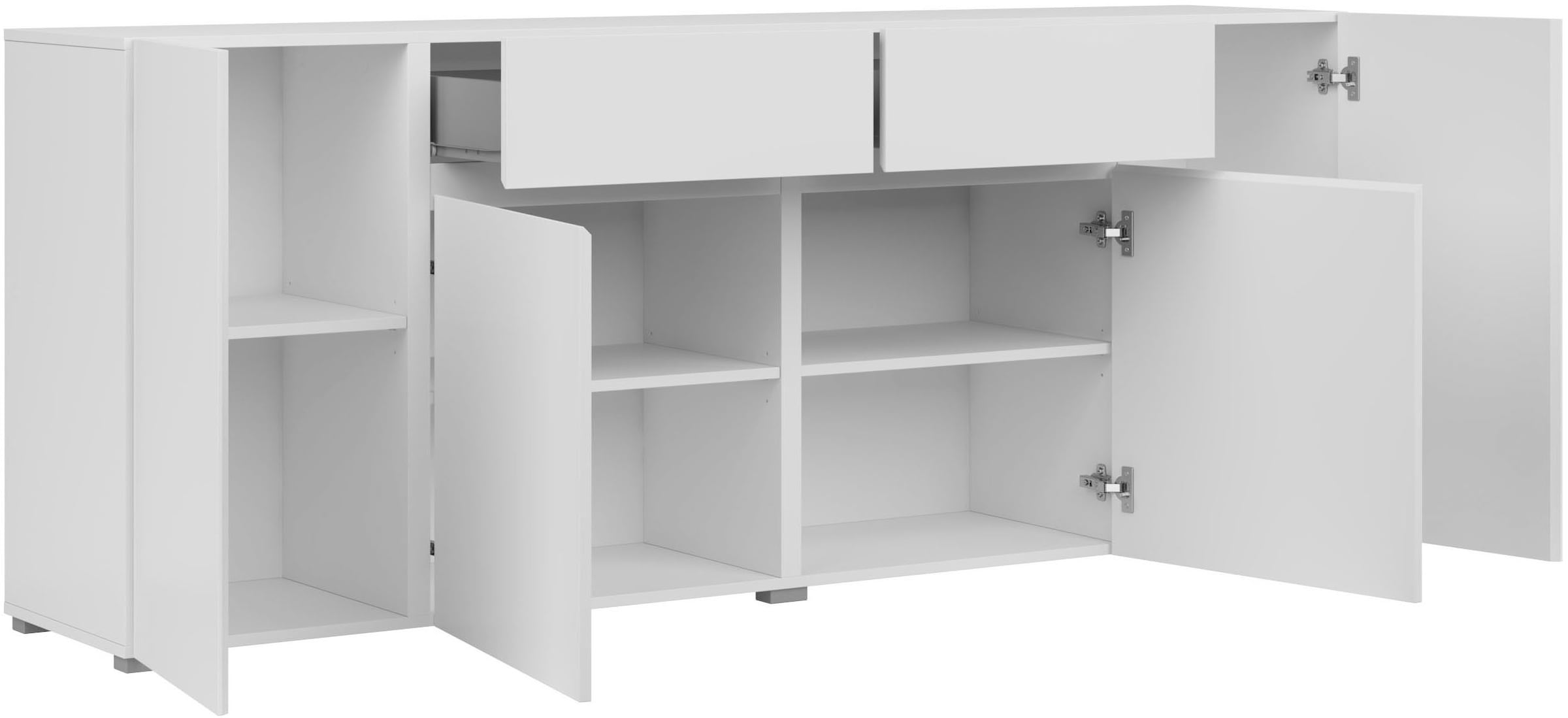 INOSIGN Sideboard »Asymetric, Breite 195 cm, grifflose Kommode 4 Türen/2 Schubkästen«, Schubladenschrank mit viel Stauraum, Einlegeböden verstellbar