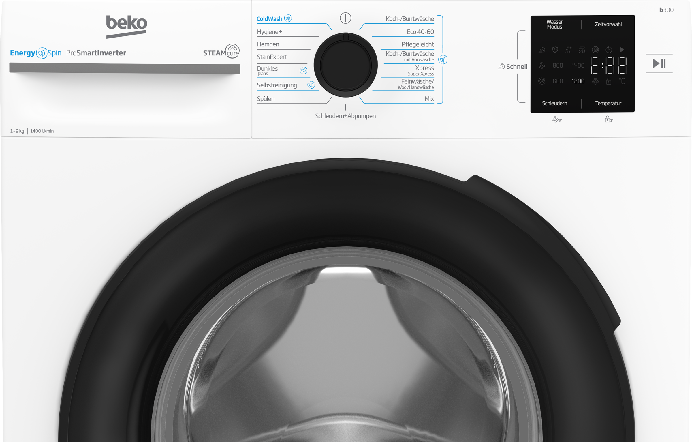 BEKO Waschmaschine »BM3WFU3941X«, 9 kg, 1400 U/min, Waschen mit EnergySpin: Bis zu 35 % Energie sparen – nicht nur in Eco