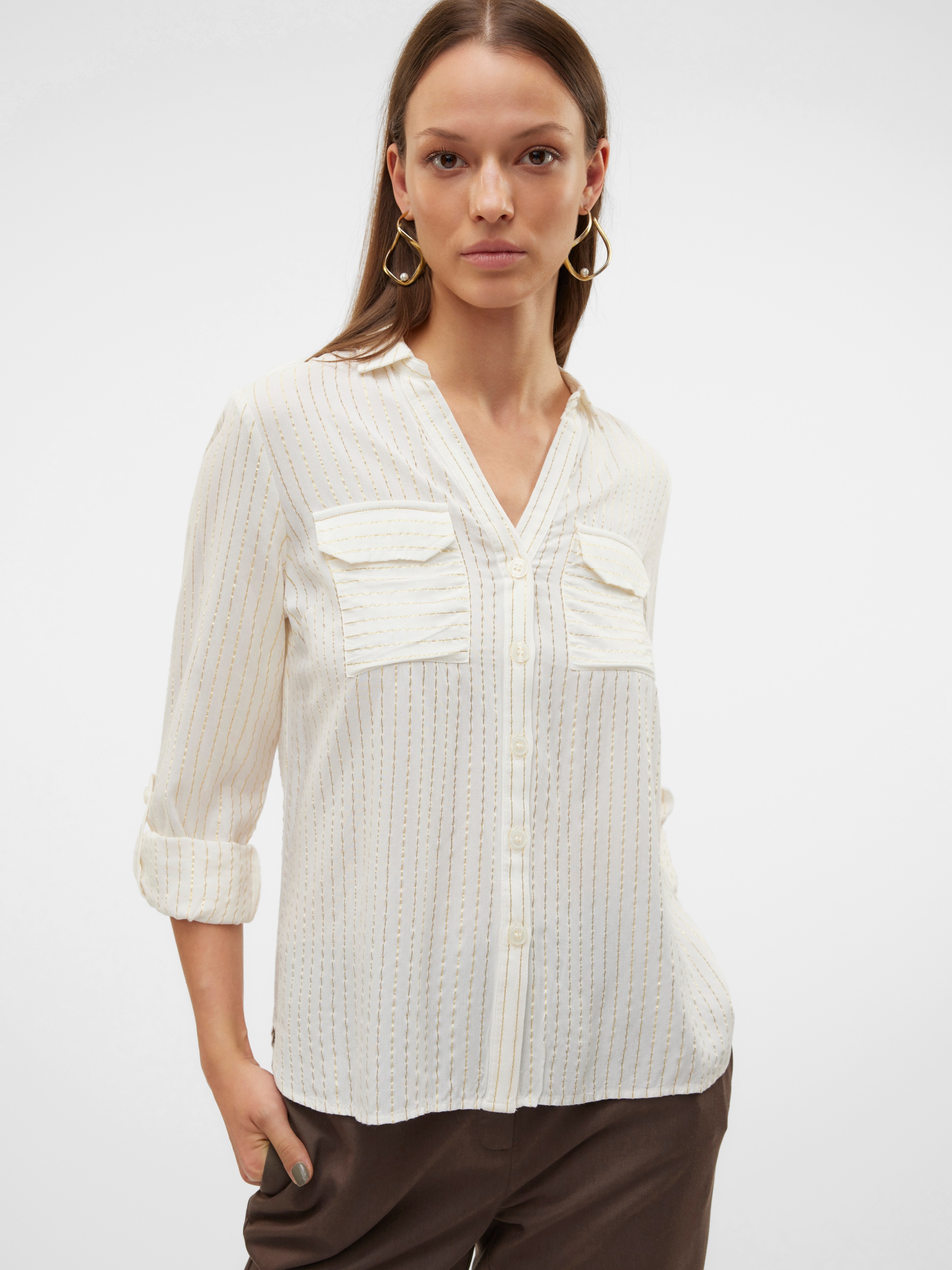 Vero Moda Hemdbluse "VMBUMPY LS GLITTER SHIRT WVN GA NOOS" mit Glitzereffek günstig online kaufen