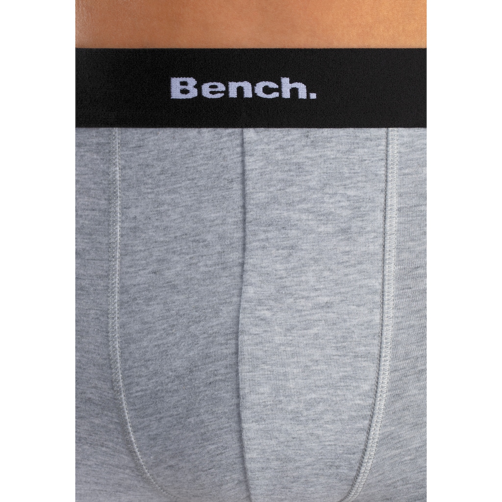 Marken Bench. Bench. Boxer, (4 St.), mit kontrastfarbigem Bund royalblau + grau-meliert + rot + schwarz