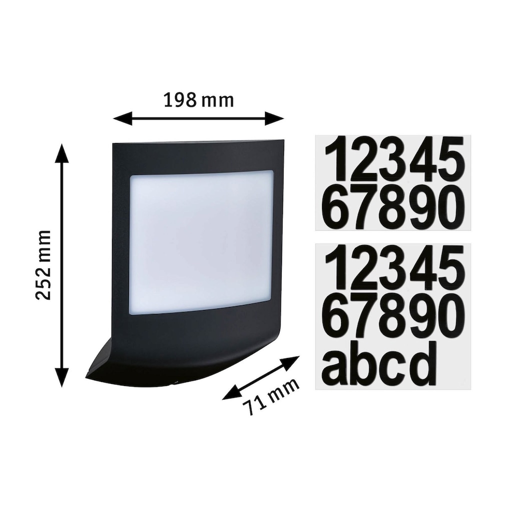 Paulmann LED Außen-Wandleuchte »Padea IP44 198x71mm 8,2W 550lm 230V Anthrazit Kunststoff«, 1 flammig-flammig