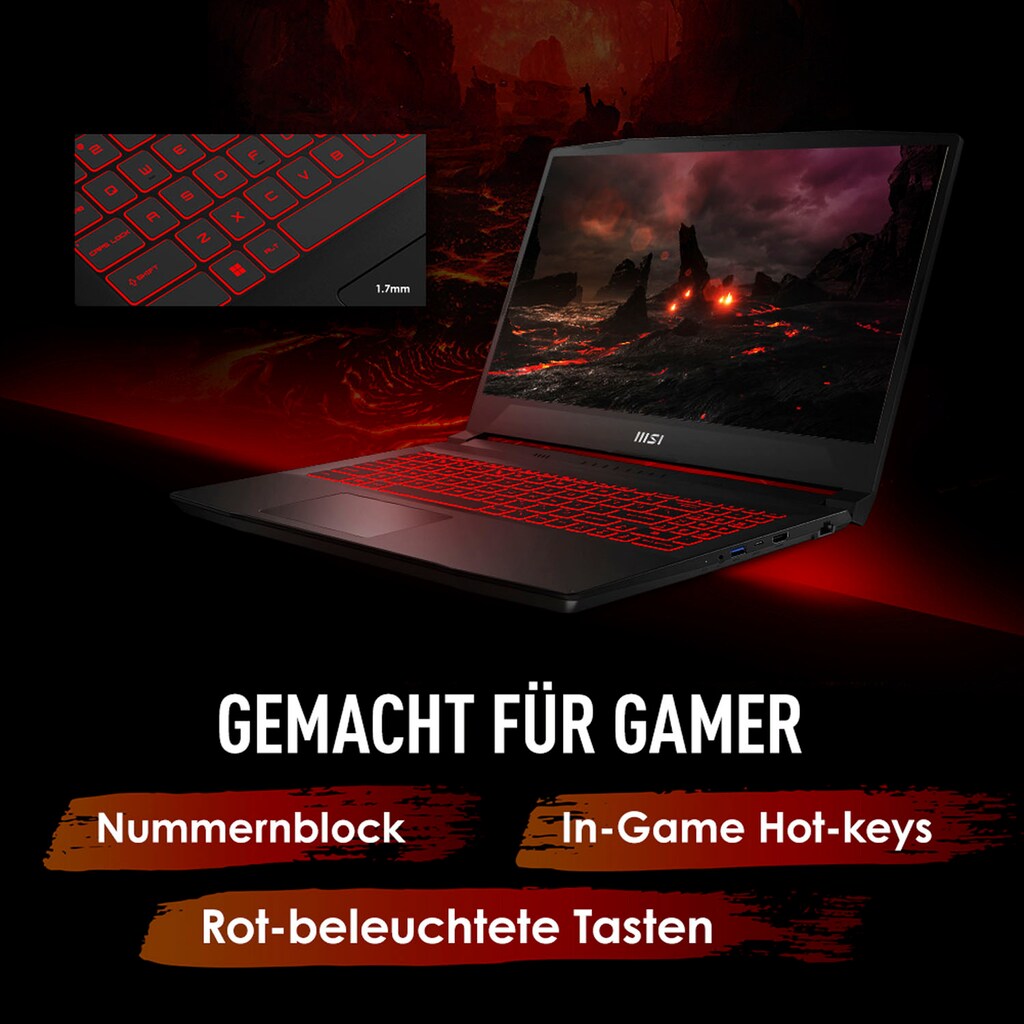 MSI Gaming-Notebook »12UD-251«, 39,6 cm, / 15,6 Zoll, Intel, Core i7, GeForce RTX 3050 Ti, 512 GB SSD