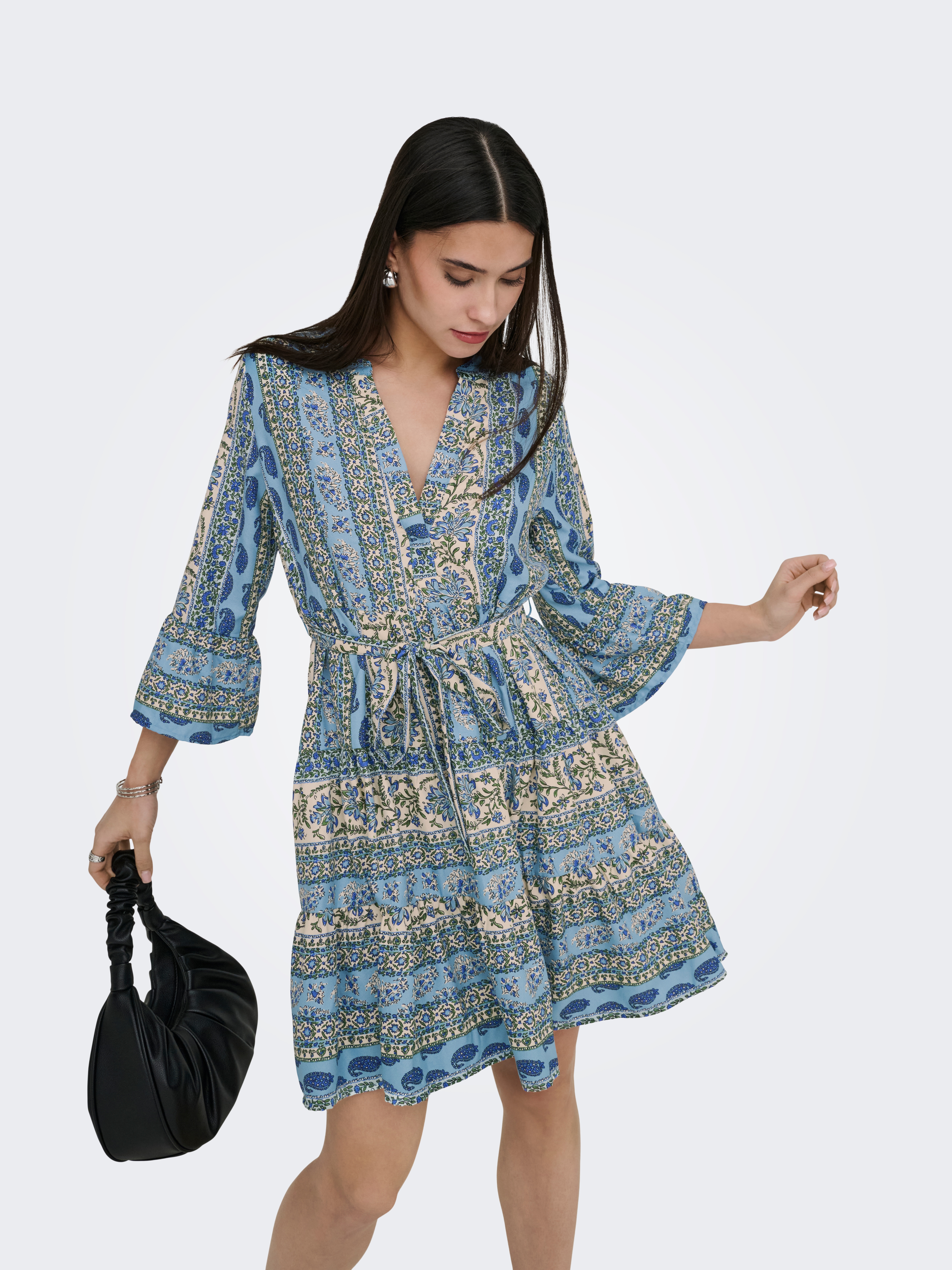 ONLY Tunikakleid "ONLSINA LIFE 3/4 SHORT DRESS NOOS WVN" mit Volant