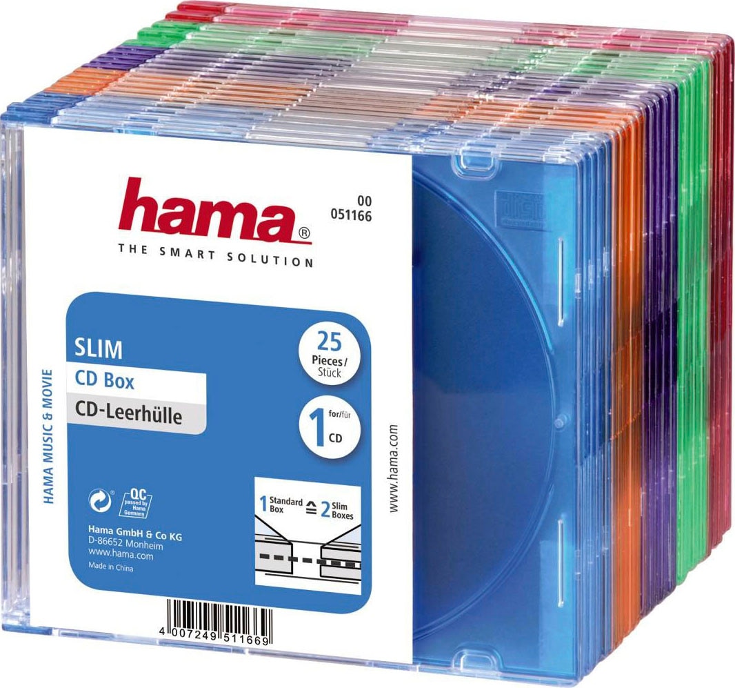Hama CD-Hülle »CD-Leerhülle Slim 25er-Pack Farbig Schutzhülle für CDs versch. Farben«