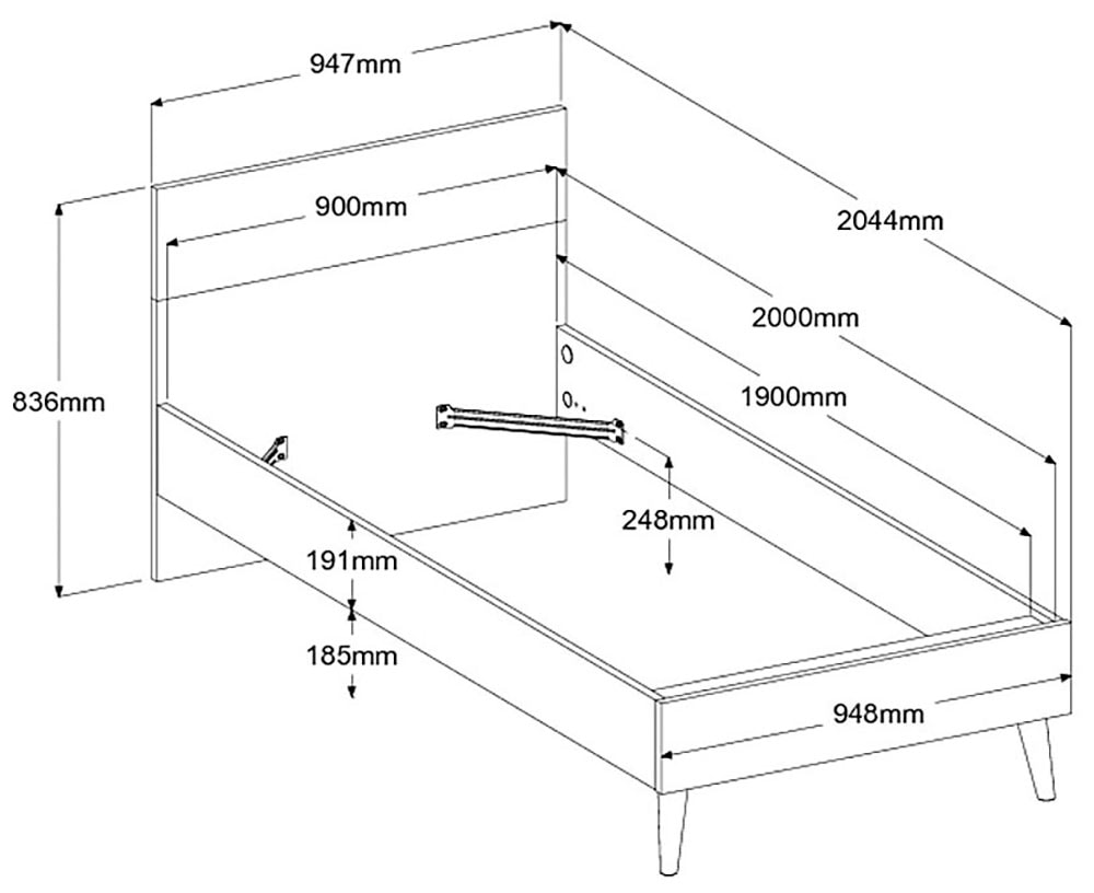 Parisot Jugendzimmer-Set »Aalborg 2«, (Set, 4 tlg.), ausziehbares Regal am Bett, viel Stauraum, tolle Optik
