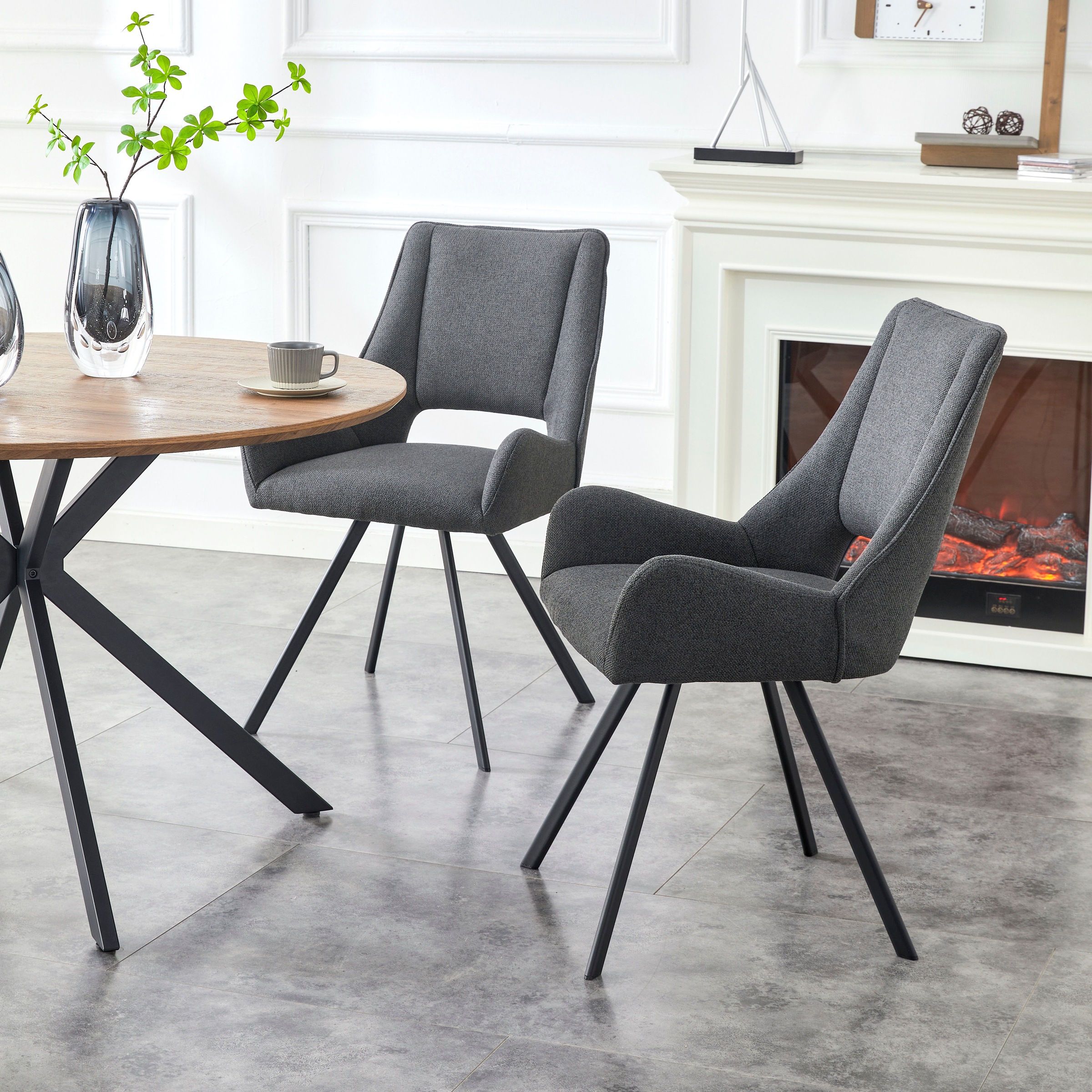Home affaire Esszimmerstuhl »AIRDRIE, 2er Set, mit Metallgestell in matt schwarz« (Set) 2 Stk.in verschiedenen Farben, Belsatbarkeit pro Stuhl 120 kg