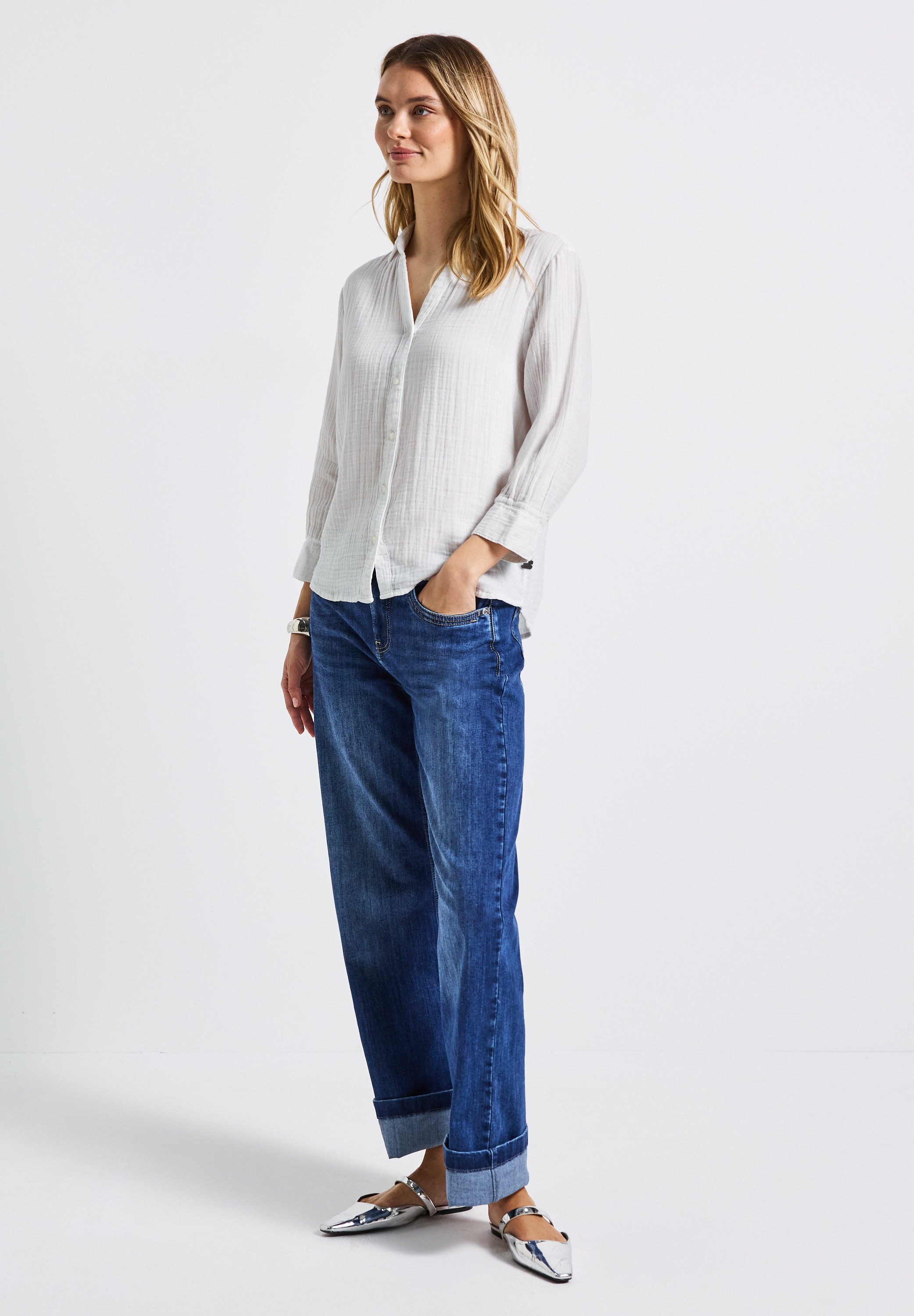 STREET ONE Hemdbluse, aus reiner Baumwolle
