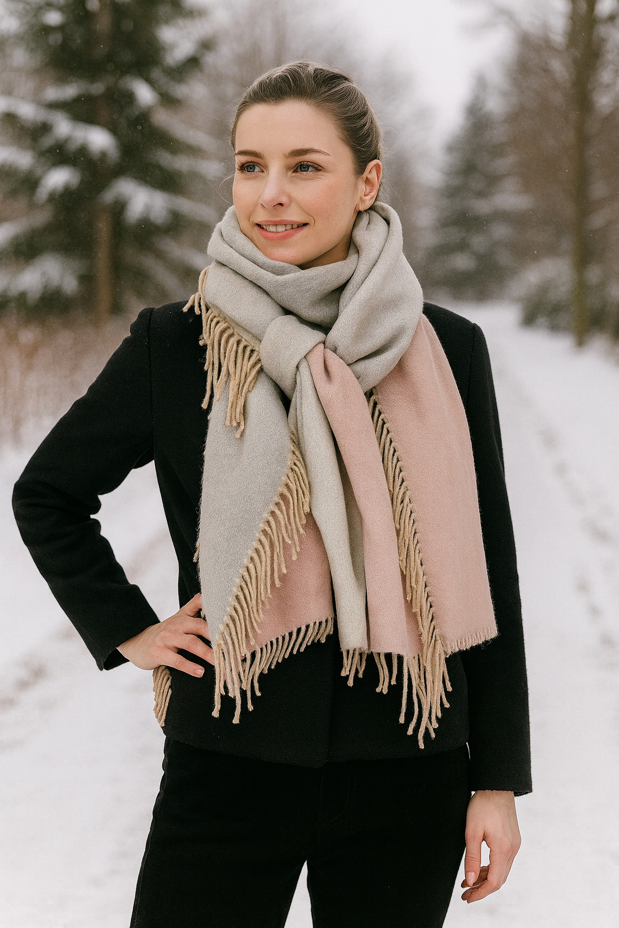 COLLEZIONE ALESSANDRO Wollschal "Wendeschal" 1 Stk. tlg. in rosa-grau, Made günstig online kaufen