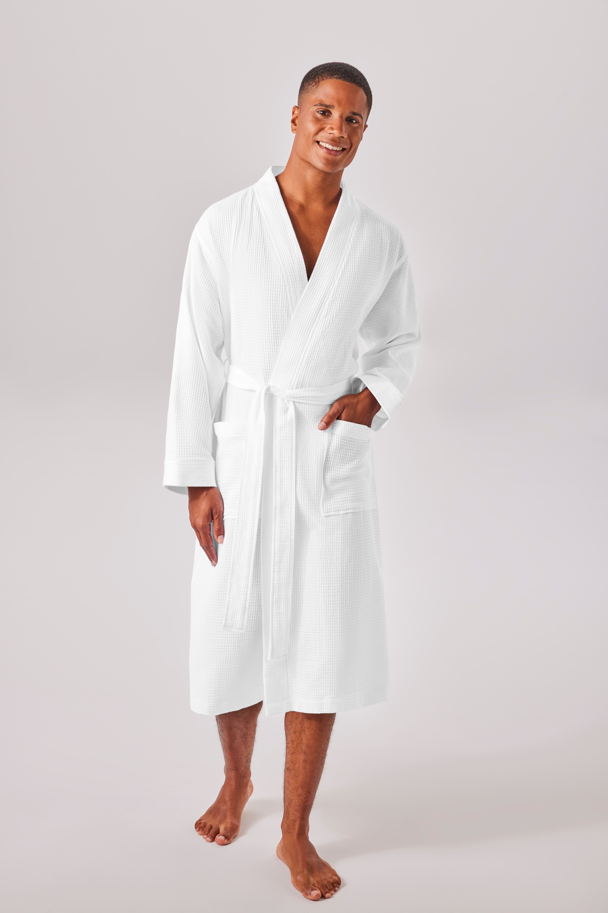 my home Unisex-Bademantel »Vanessa, ideal für Sauna & Spa, Hotelbademantel, Morgenmantel« 1 Stk. tlg., Taschen, Damen & Herren, Waffelpiqué, sehr leichte Qualität, S-3XL