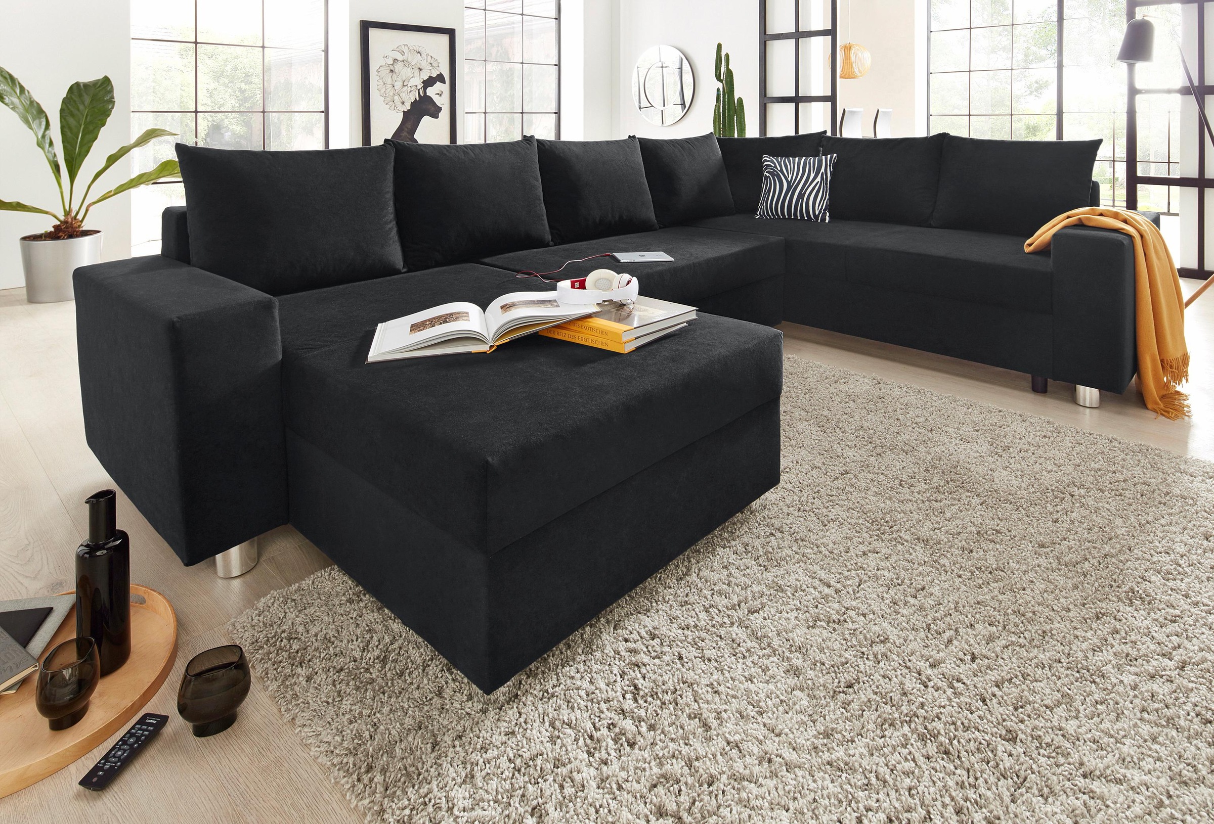 COLLECTION AB Wohnlandschaft "Paris U-Form, B: 310 cm" Zierkissen & Federkern, optional Schlaffunktion & Bettkasten