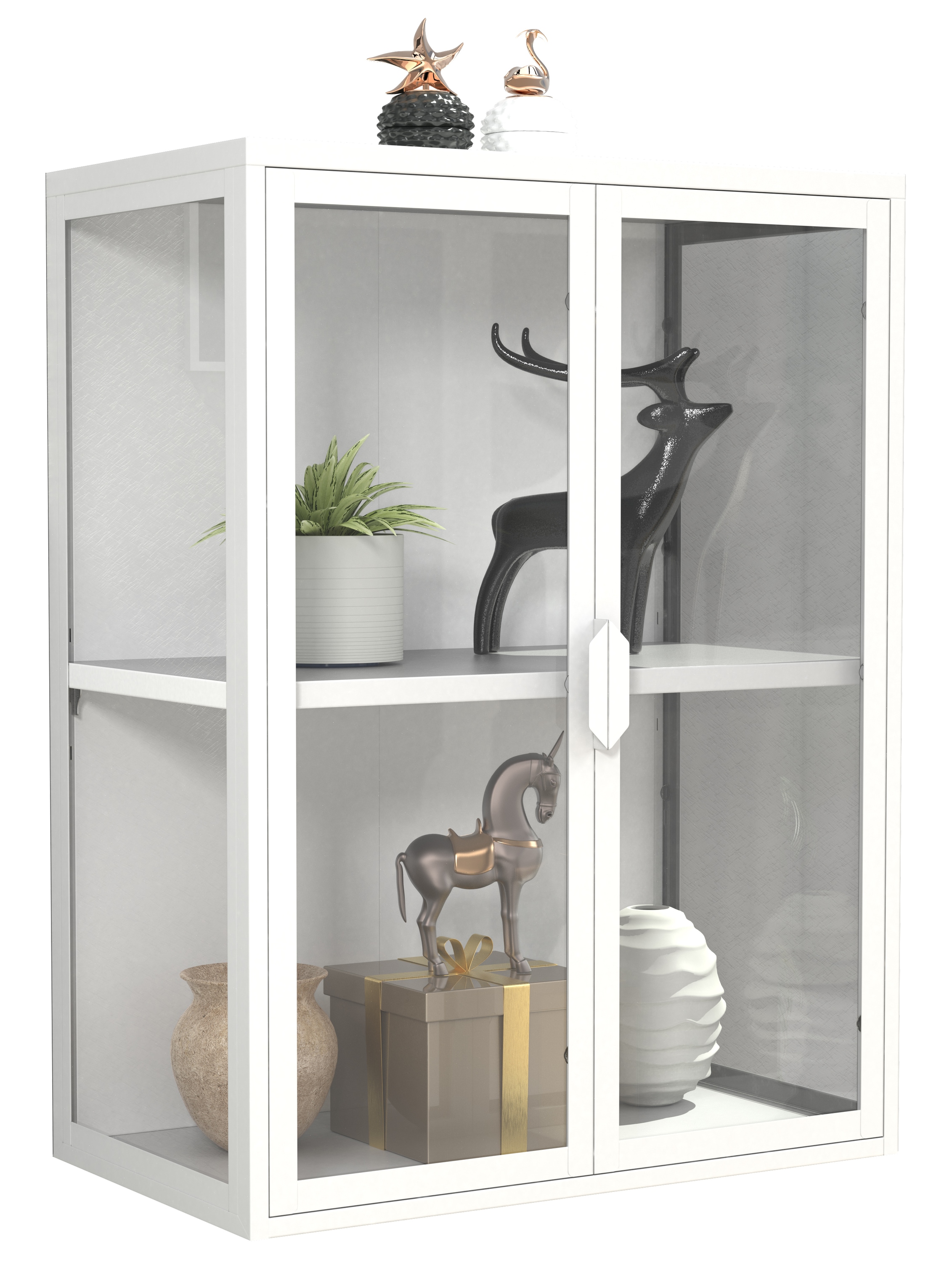 VCM Wandregal »Stahl Wandvitrine Hängevitrine Vitrine Glas Flokas« 1 Stk. tlg.