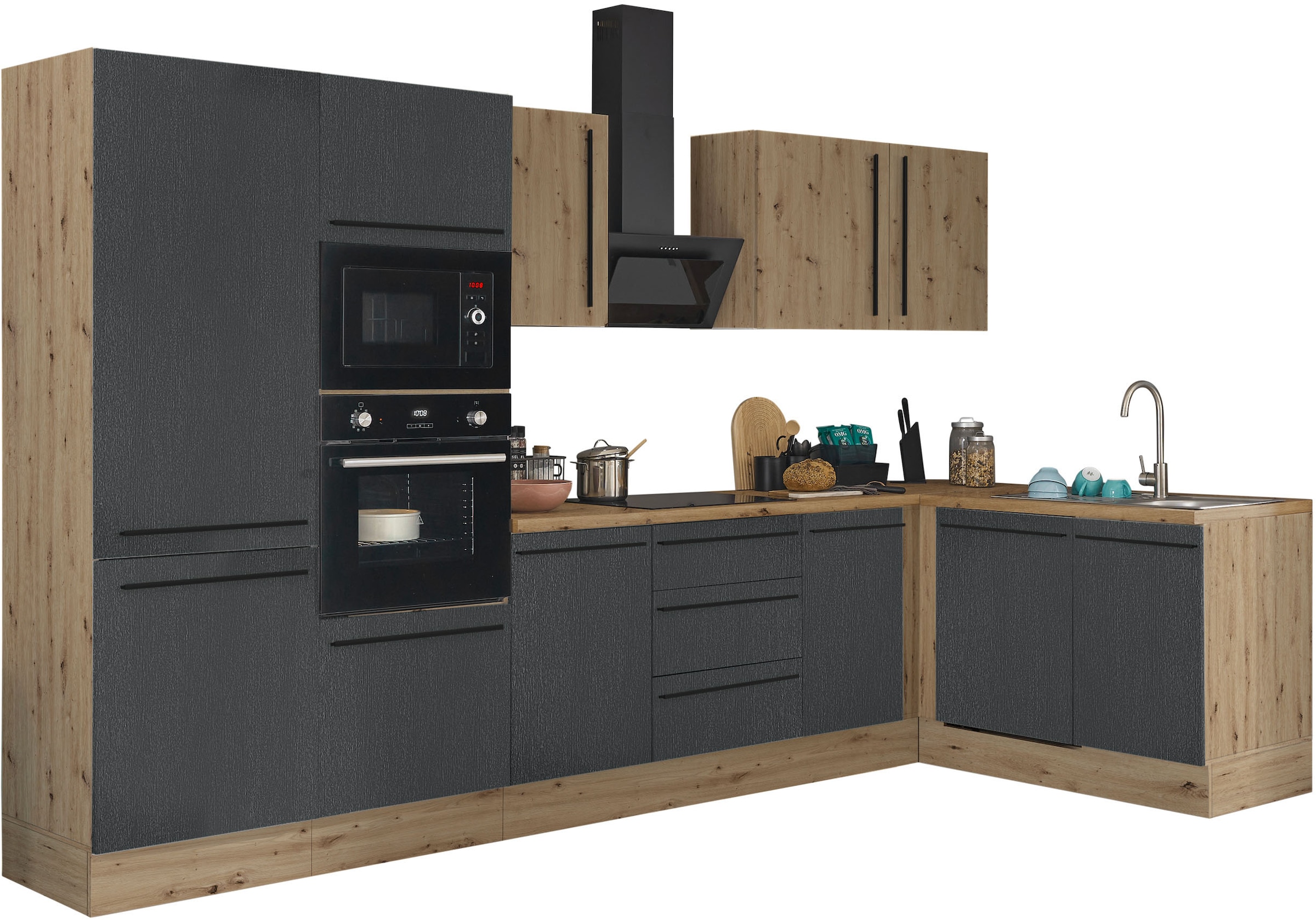 KOCHSTATION Winkelküche Breite 340 cm Softclose dė...