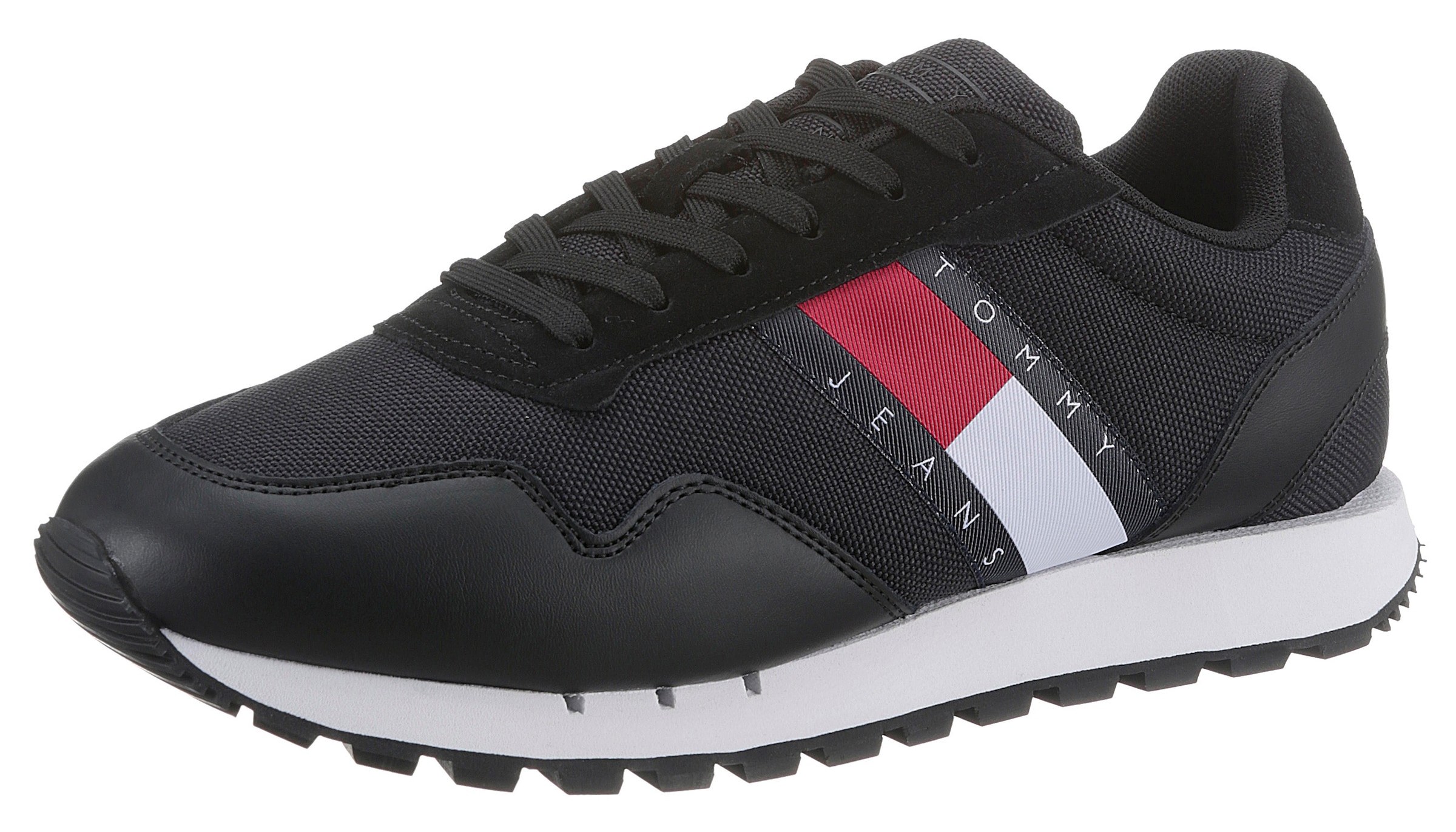 Tommy Jeans Sneaker »RETRO LEATHER TJM ESS«, mit großer Logoverzierung, Freizeitschuh, Halbschuh, Schnürschuh