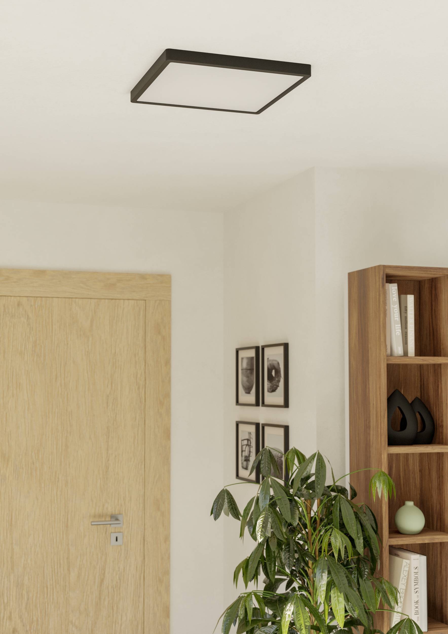 EGLO Aufbauleuchte »Fueva 6 Deckenleuchte, Aufbaulampe, Deckenbeleuchtung, Kunststoff« LED-Modul 1 Stk. Kaltweiß | Neutralweiß | Warmweiß Aufbauleuchte - L39 x B39 x H2,5 cm - schwarz - 17,5W inkl.